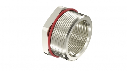 Взрывозащищенный Ex d e переходник. Тип А. "наруж.резьб" М32х1,5 - "внутр.резьб" M25х1,5. Никелированная латунь. IP66/67/68