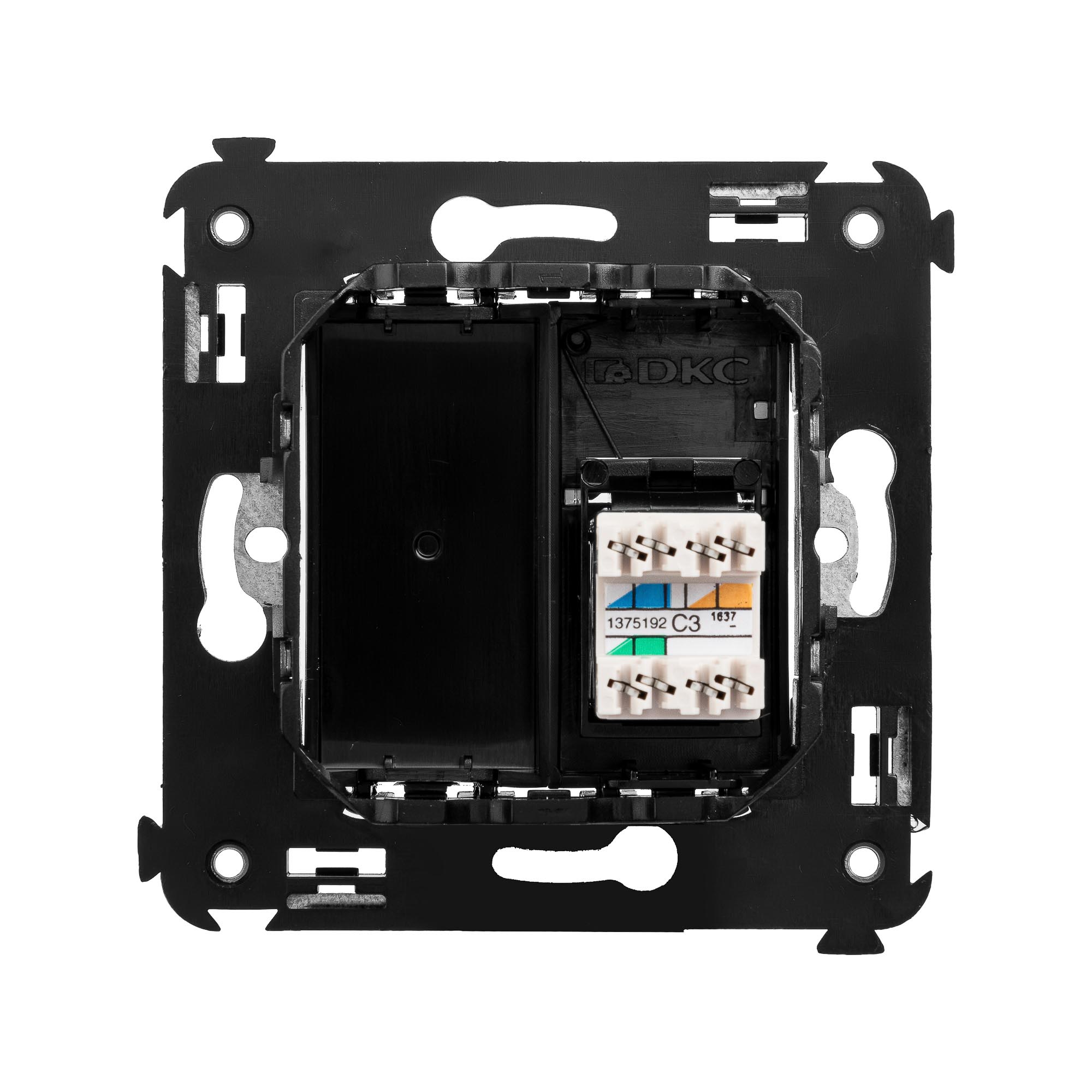 Телефонная розетка RJ-12 в стену одинарная, "Avanti", "Черный квадрат"