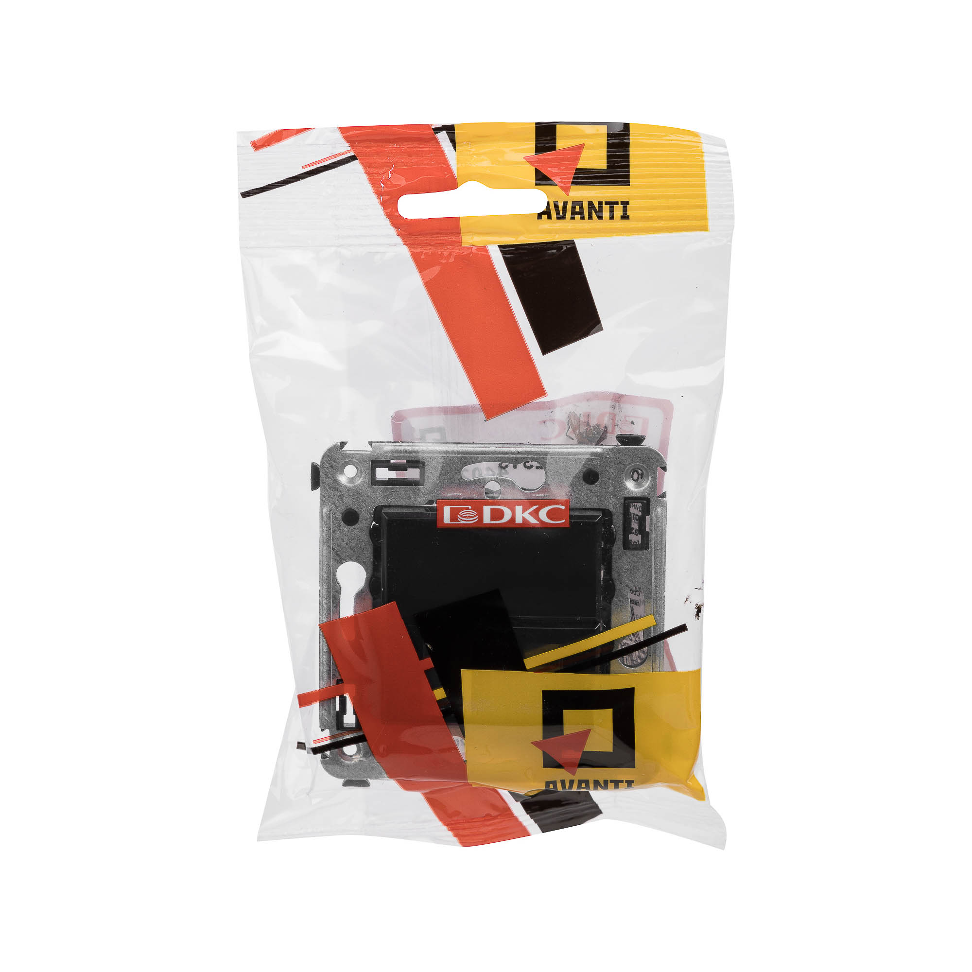 Телефонная розетка RJ-12 в стену одинарная, "Avanti", "Черный квадрат"