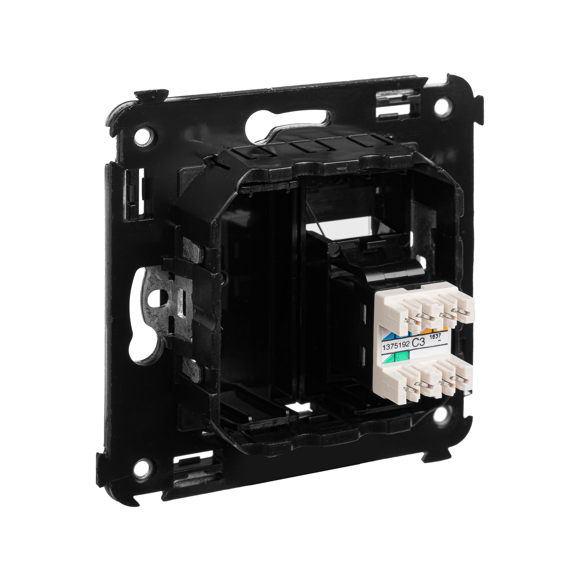 Телефонная розетка RJ-12 в стену одинарная, "Avanti", "Черный квадрат"