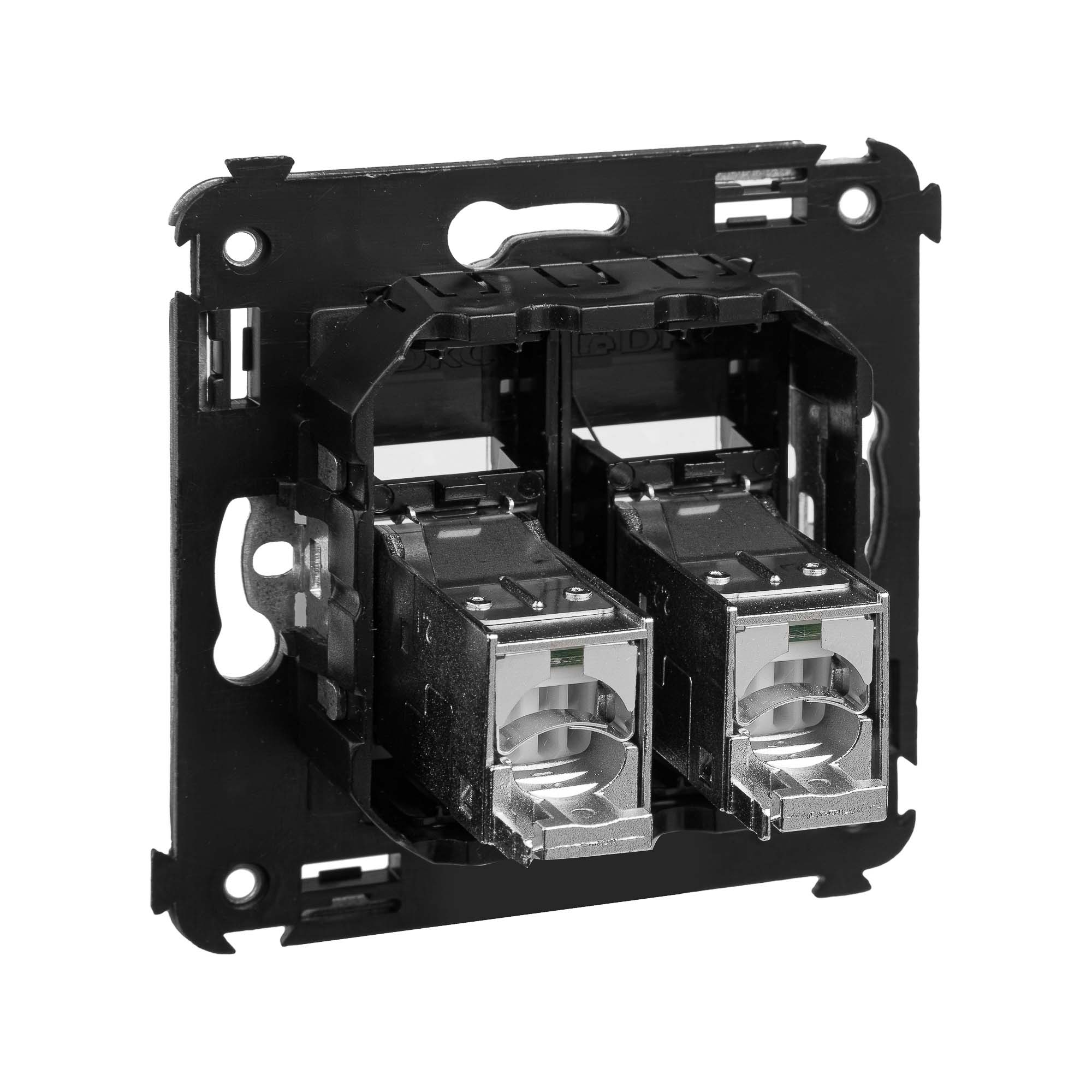 Компьютерная розетка RJ-45 в стену, кат.5e двойная экранированная,"Avanti", "Черный матовый"