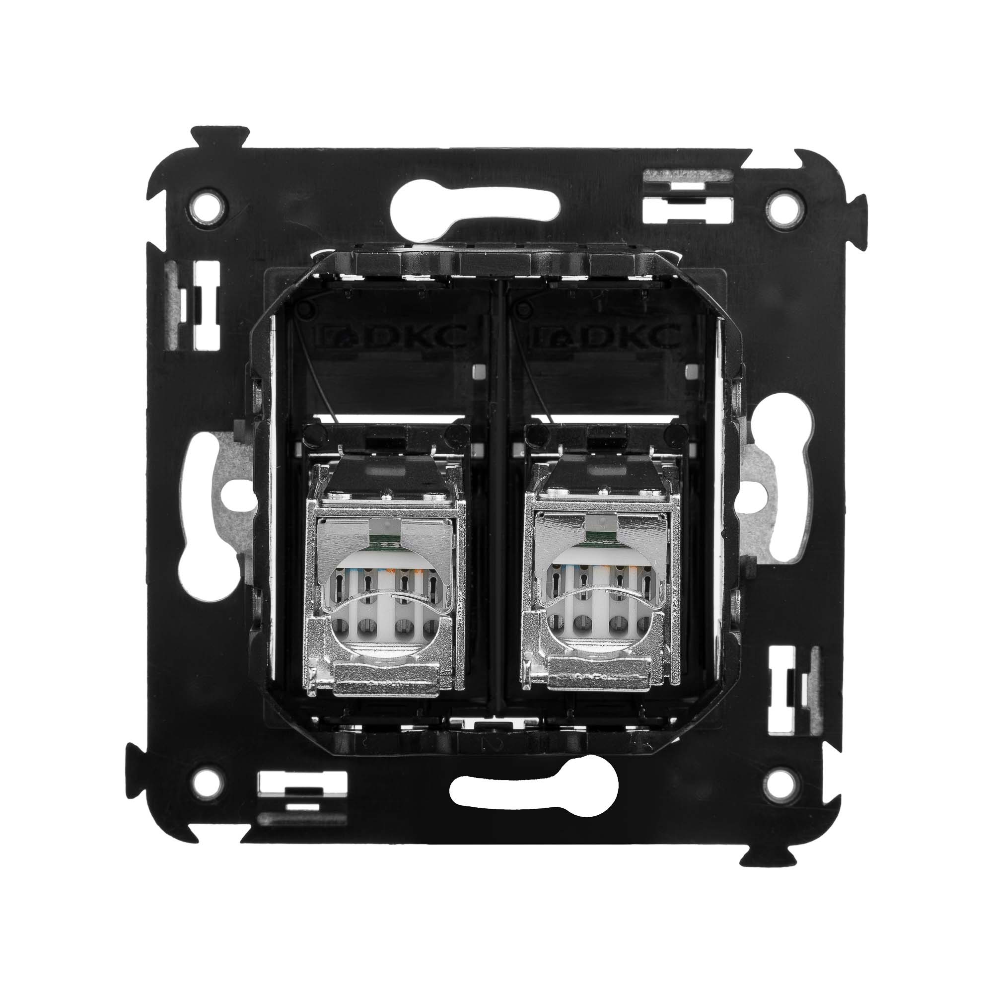 Компьютерная розетка RJ-45 в стену, кат.5e двойная экранированная,"Avanti", "Черный матовый"