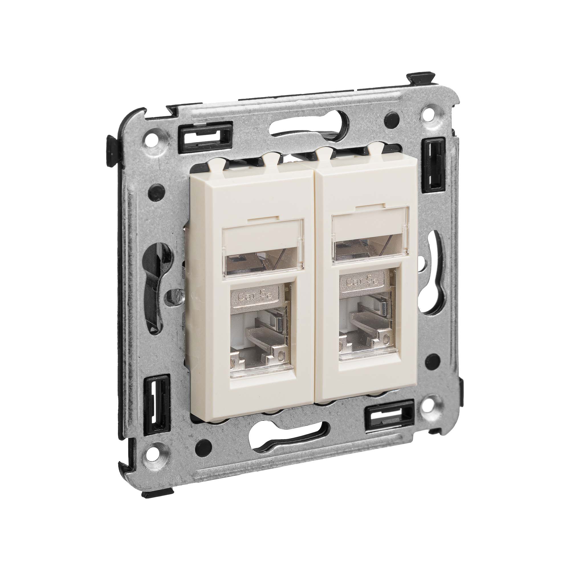 Компьютерная розетка RJ-45 в стену, кат.5e двойная экранированная,"Avanti", "Ванильная дымка"