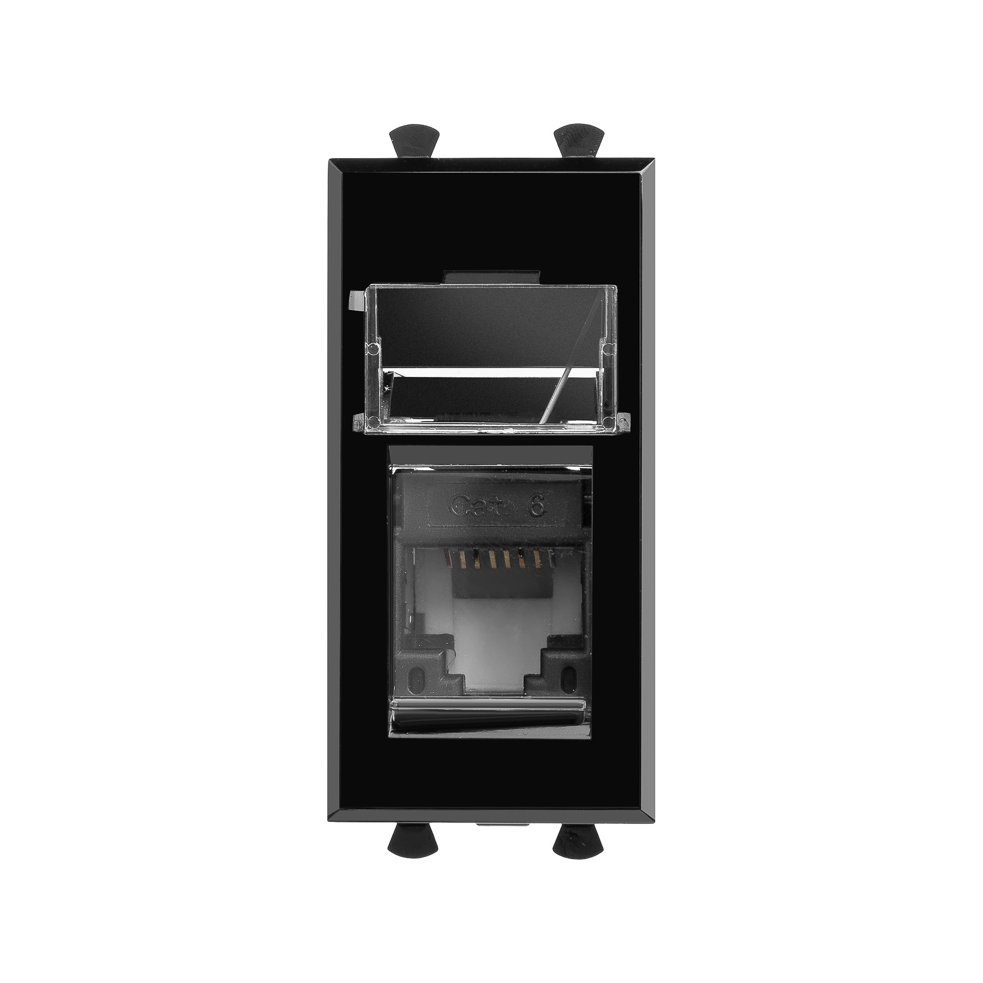 Компьютерная розетка RJ-45 модульная, кат.6, "Avanti", "Черный квадрат", 1 модуль