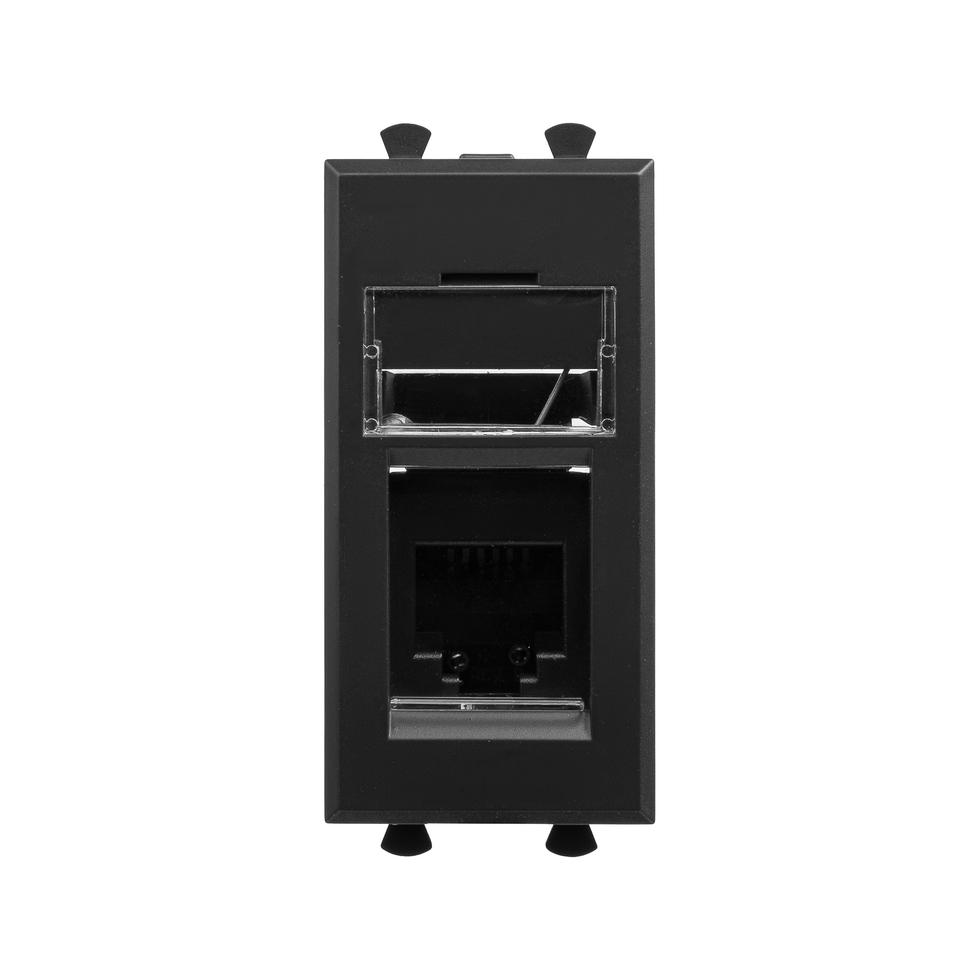 Телефонная розетка RJ-12 модульная, "Avanti", "Черный матовый", 1 модуль