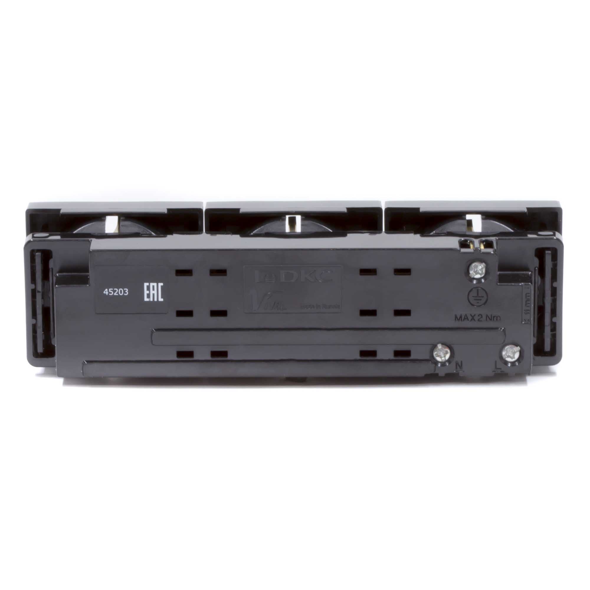 Тройная розетка Viva черная