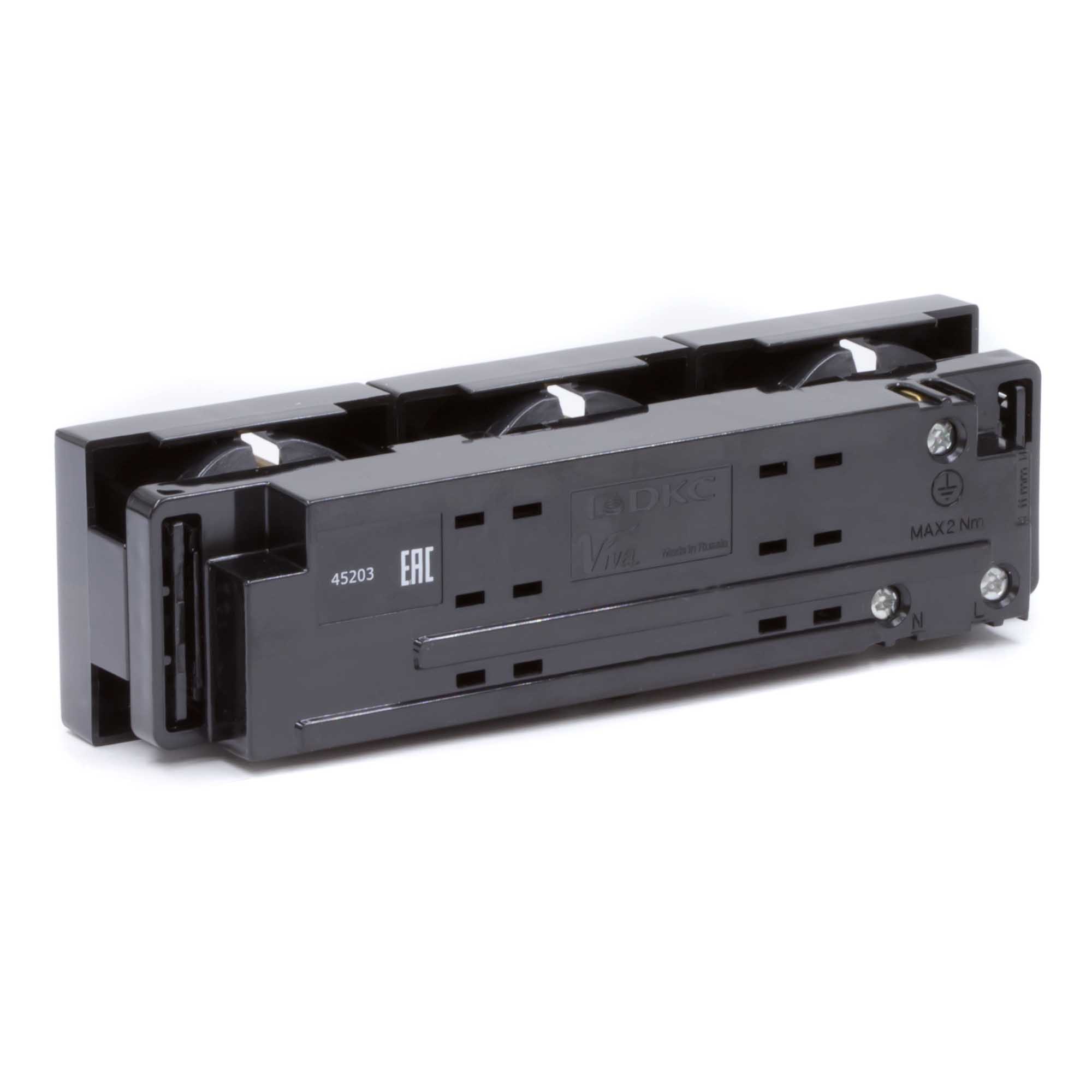 Тройная розетка Viva черная