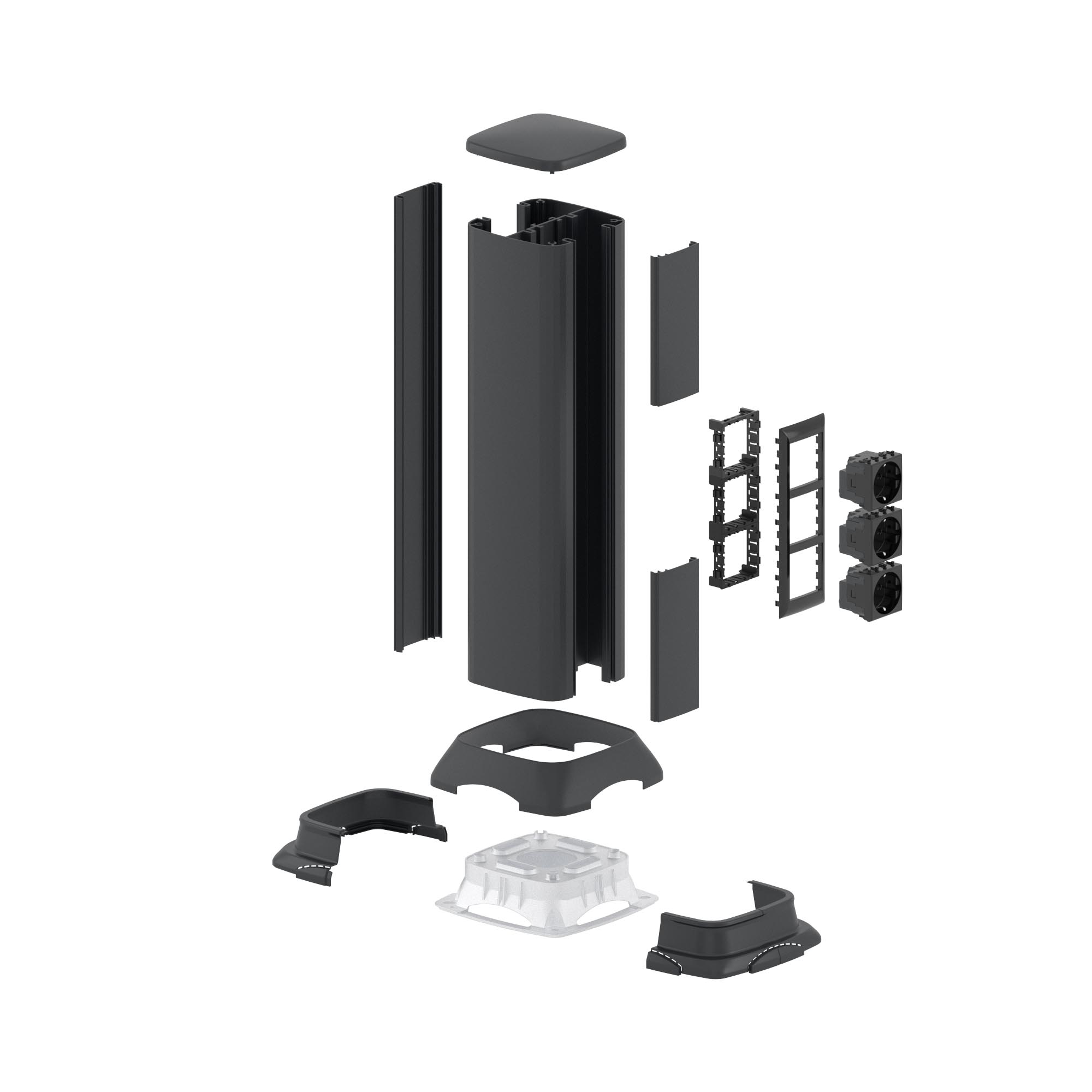 Алюминиевая колонна, 0.5м, цвет чёрный