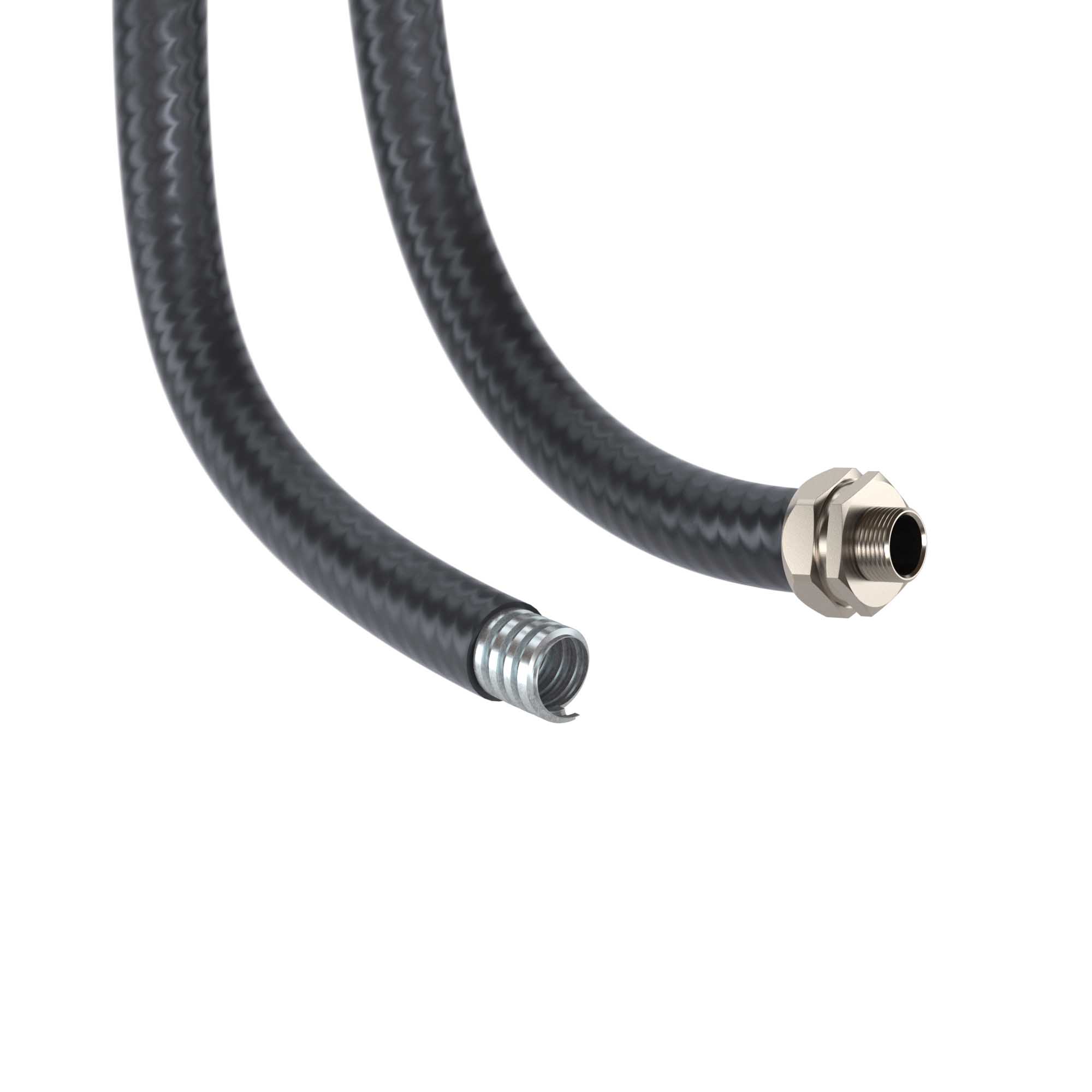 Металлорукав DN 20мм в гладкой PU оболочке, Dвн 20,5 мм, Dнар27,0мм,50м, цвет черный