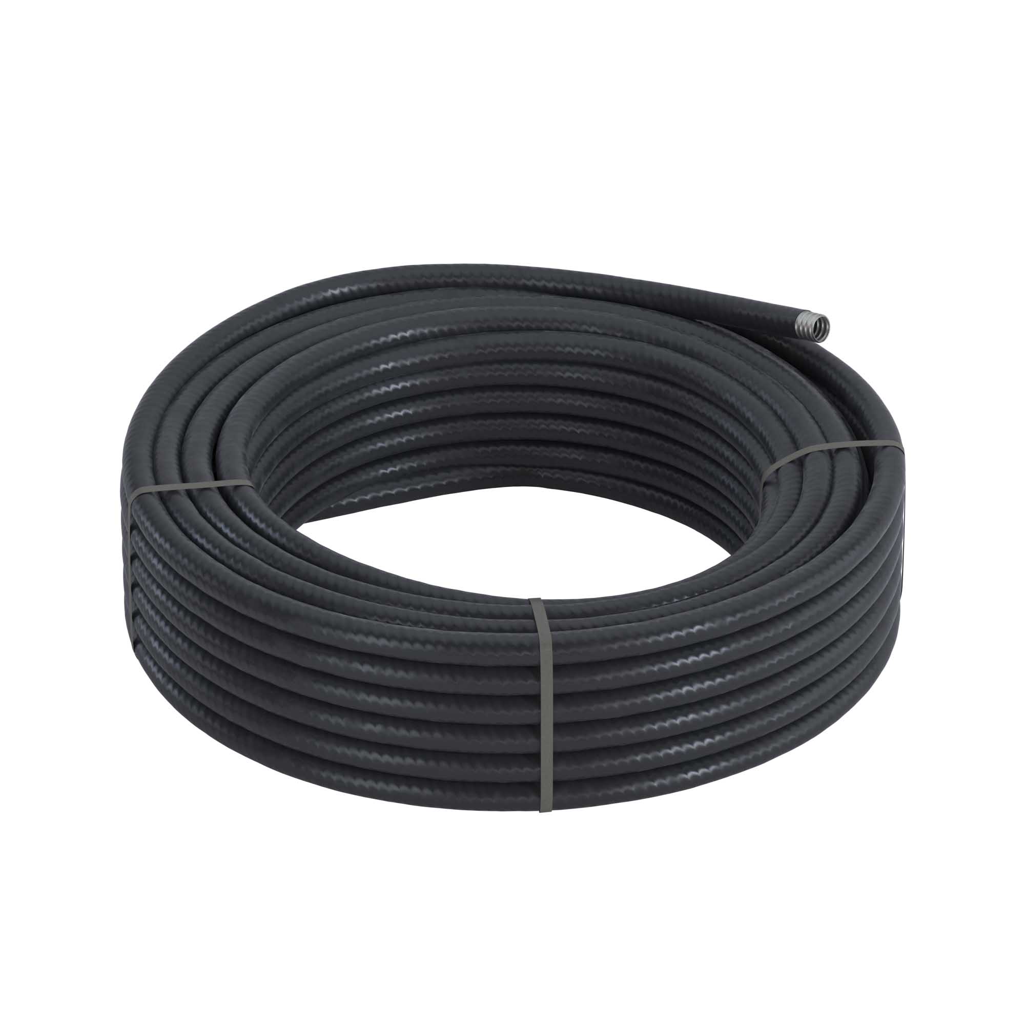 Металлорукав DN 26мм в гладкой PU оболочке, Dвн 26,5 мм, Dнар34,0мм,25м, цвет черный