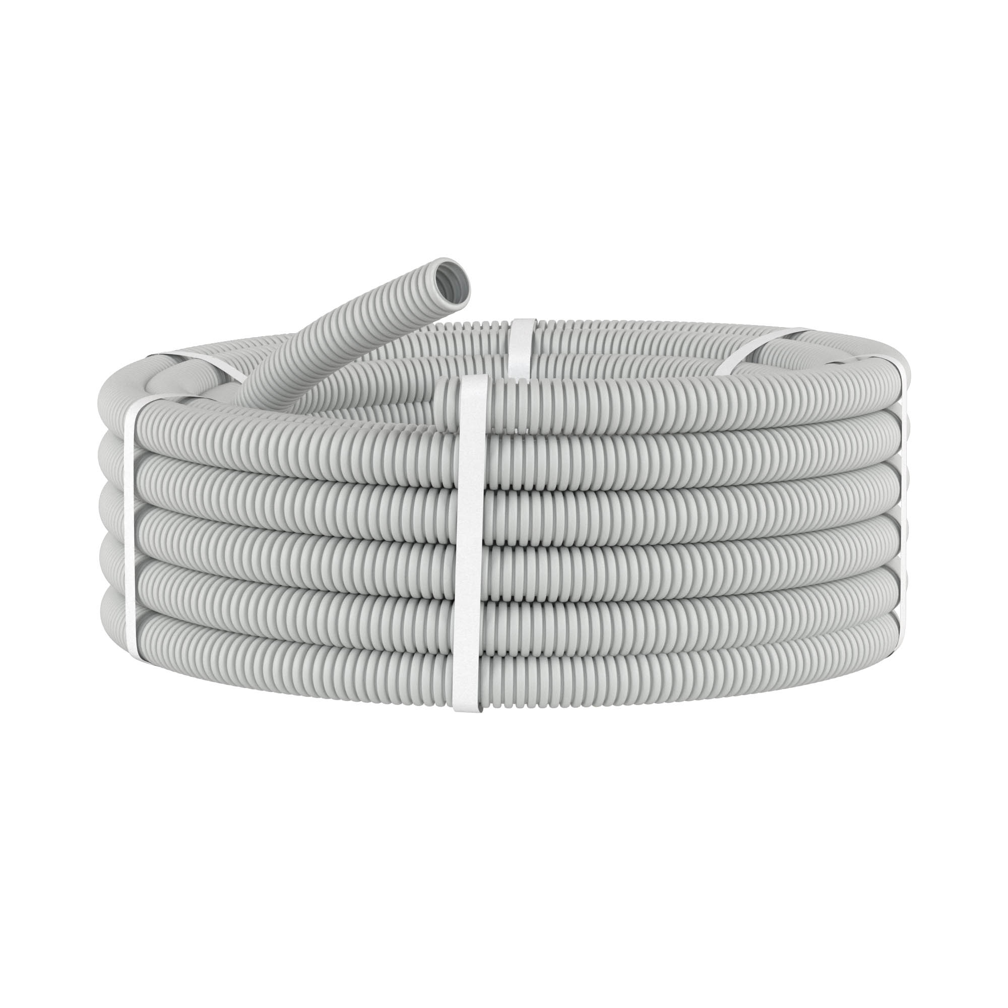 Труба ПВХ гибкая гофр. д.32мм, лёгкая без протяжки, 25м, цвет серый