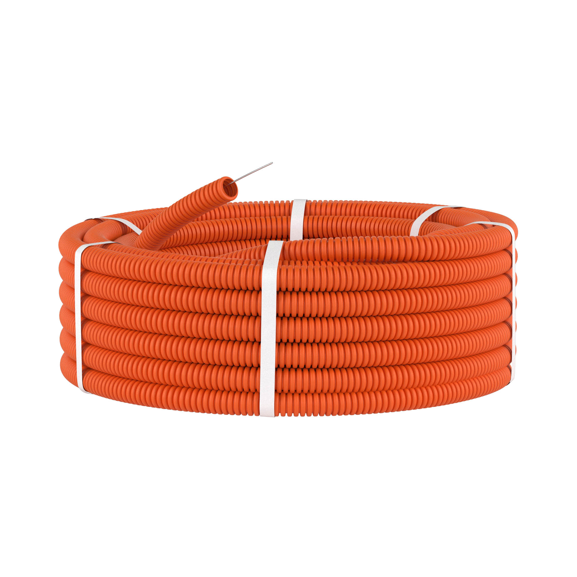 Труба ПНД гибкая гофр. д.16мм, тяжёлая с протяжкой, 100м, цвет оранжевый