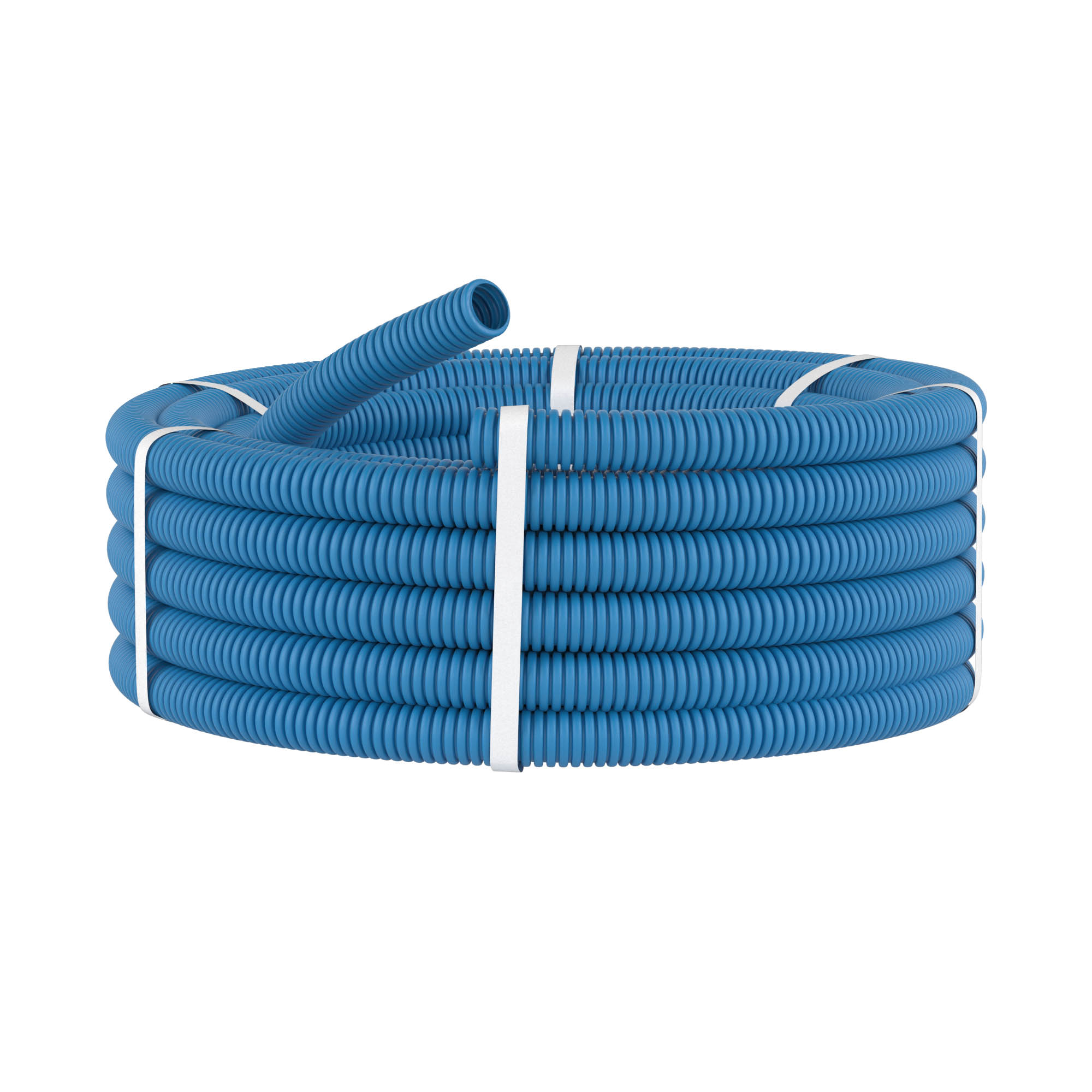 Труба ПП гибкая гофр. д.50мм, лёгкая без протяжки, 15м, цвет синий