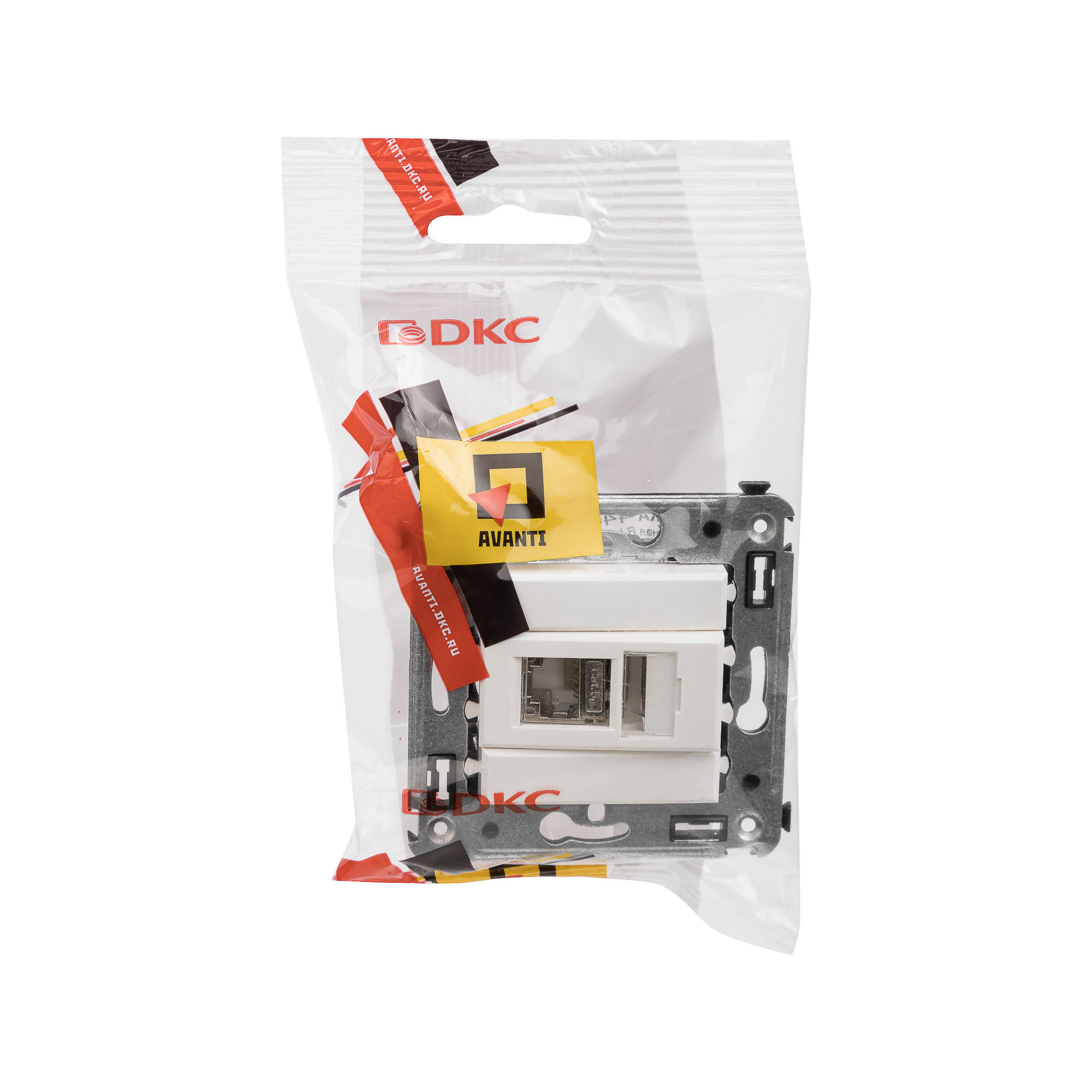 Компьютерная розетка RJ-45 в стену, кат.5e одинарнаяэкранированная,"Avanti", "Белое облако"