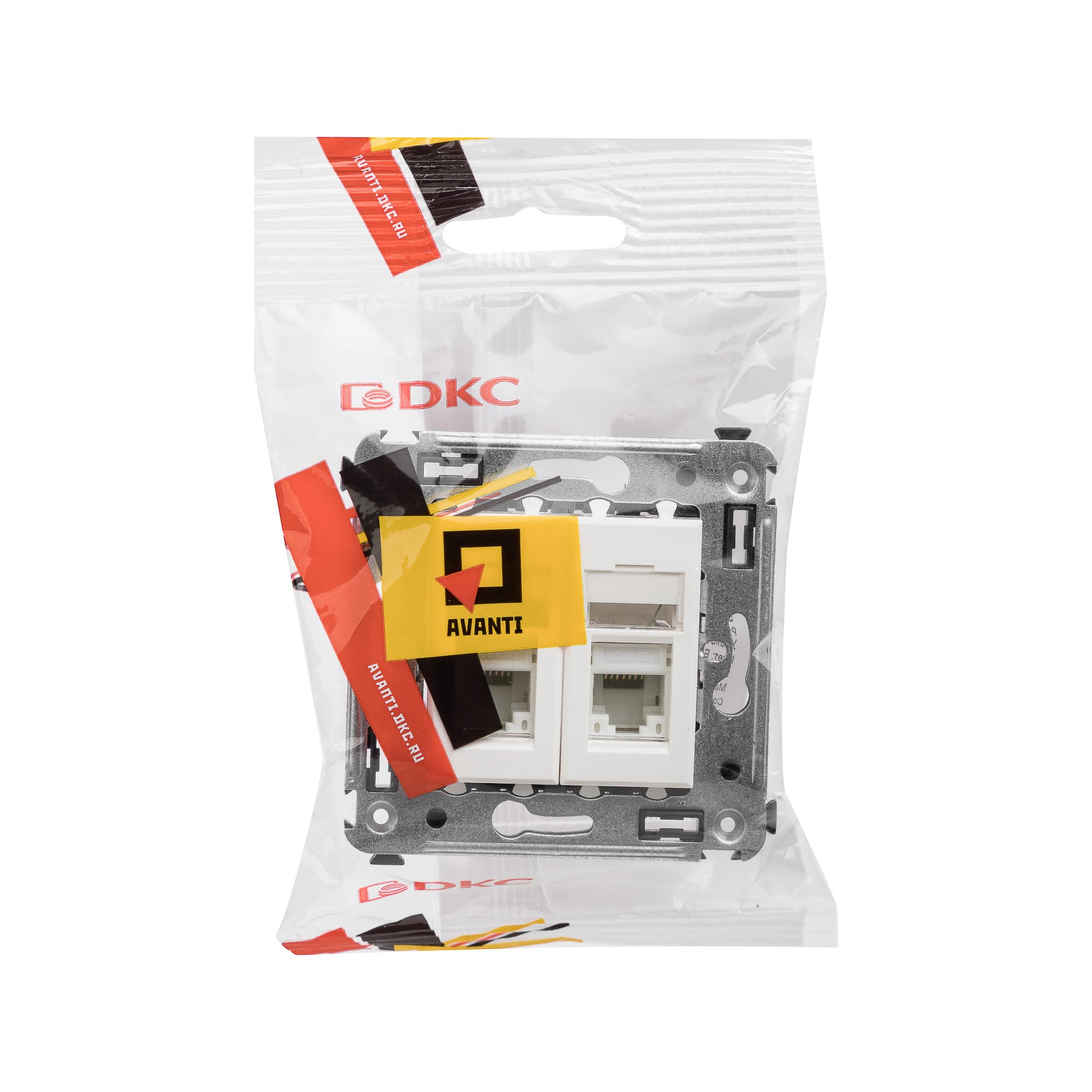 Компьютерная розетка RJ-45 в стену, кат.5e двойная, "Avanti", "Белое облако"