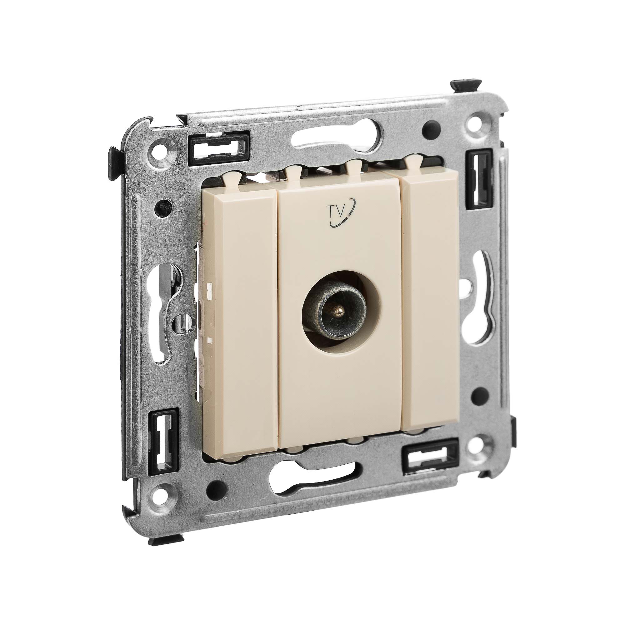 Розетка TV проходная в стену, "Avanti", "Ванильная дымка"