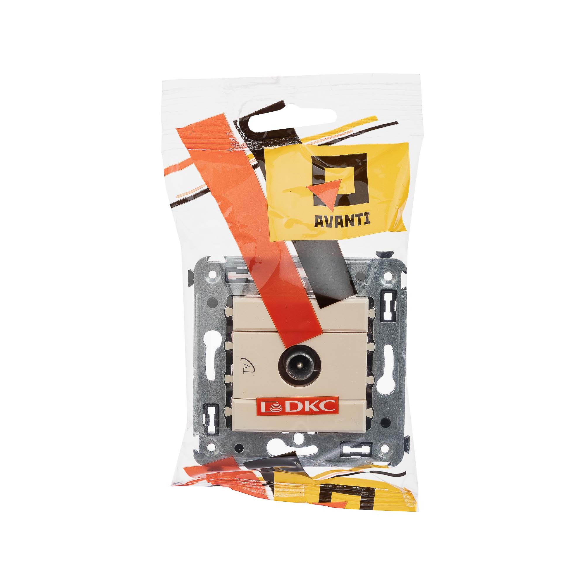 Розетка TV проходная в стену, "Avanti", "Ванильная дымка"