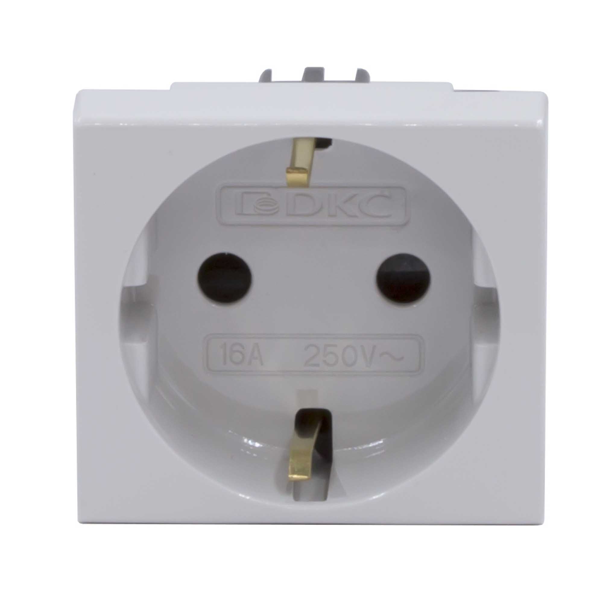 Розетка силовая 2Р+Е, со шторками, "Viva", 2 мод., серая