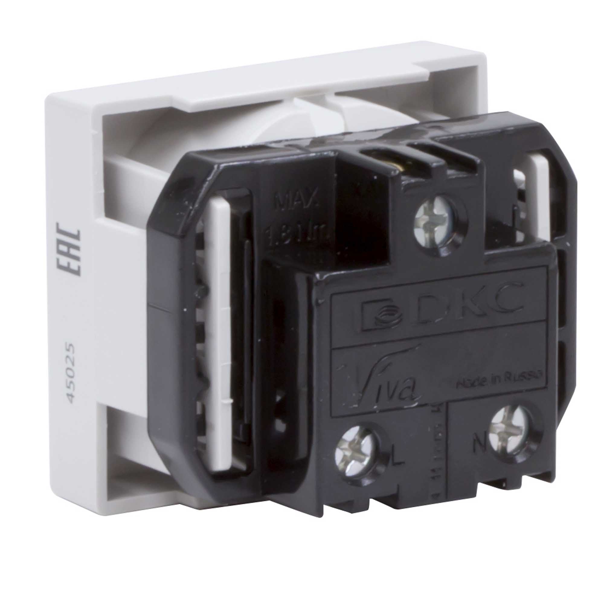 Розетка силовая 2Р+Е, со шторками, "Viva", 2 мод., серая