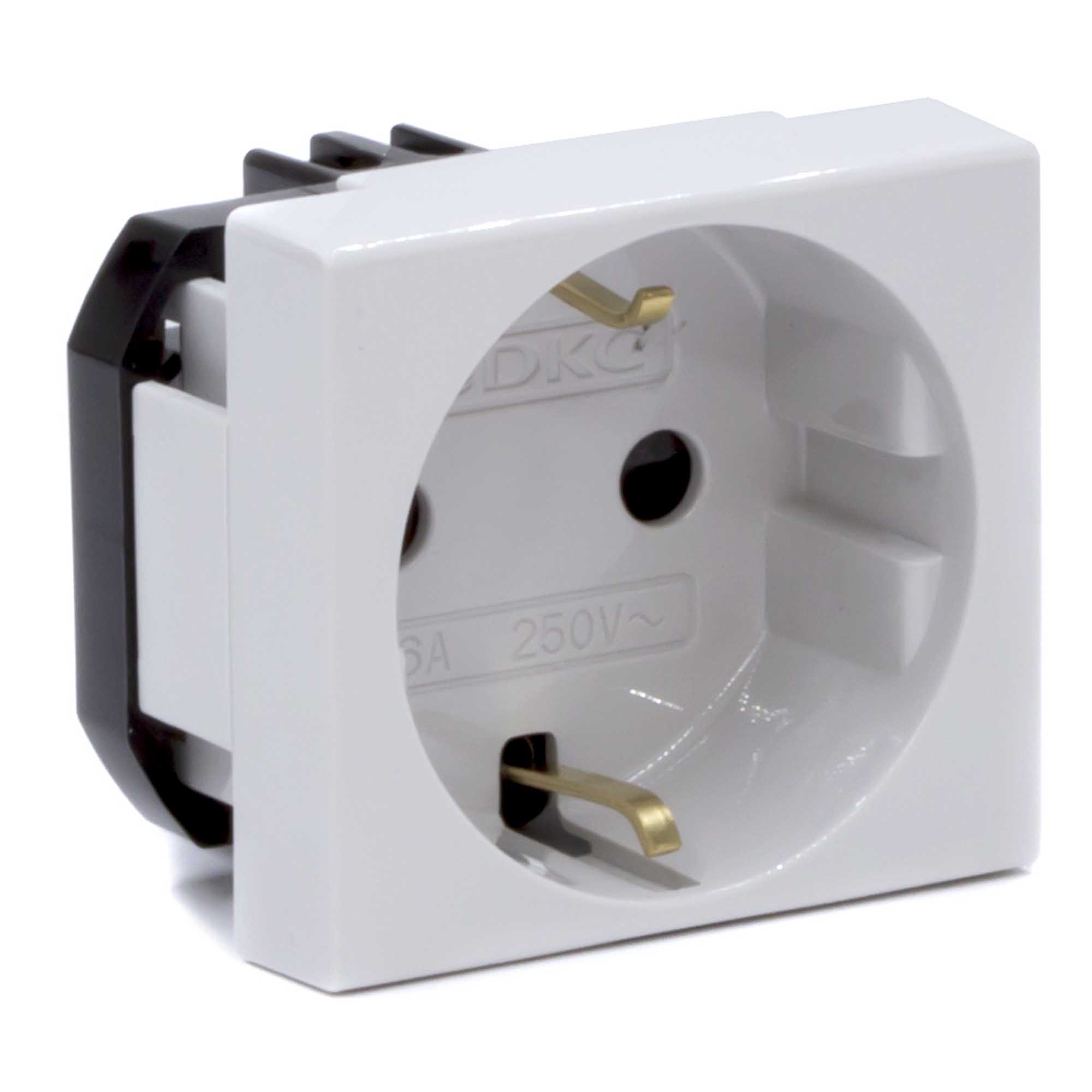 Розетка силовая 2Р+Е, со шторками, "Viva", 2 мод., серая