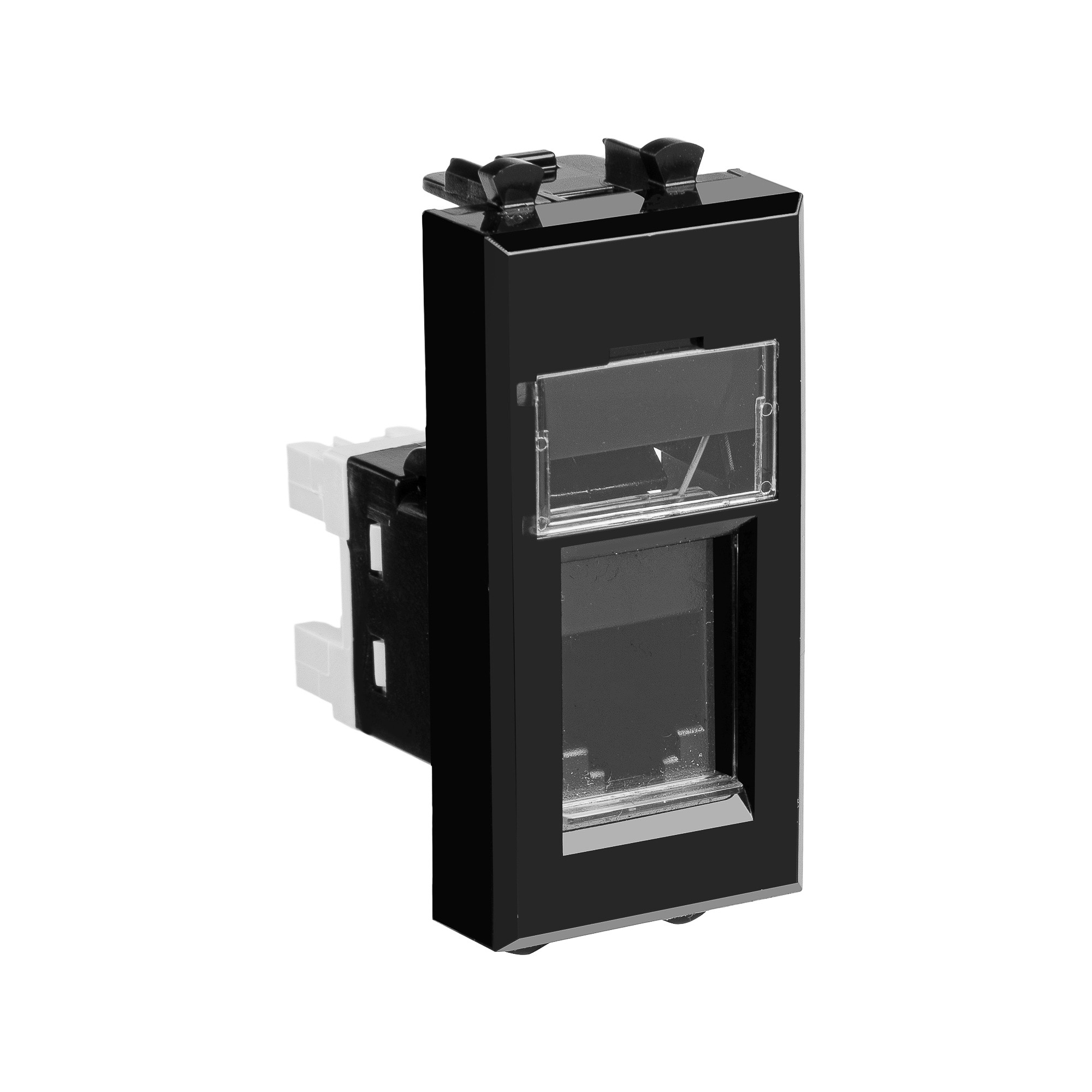 Телефонная розетка RJ-12 модульная, "Avanti", "Черный квадрат", 1 модуль