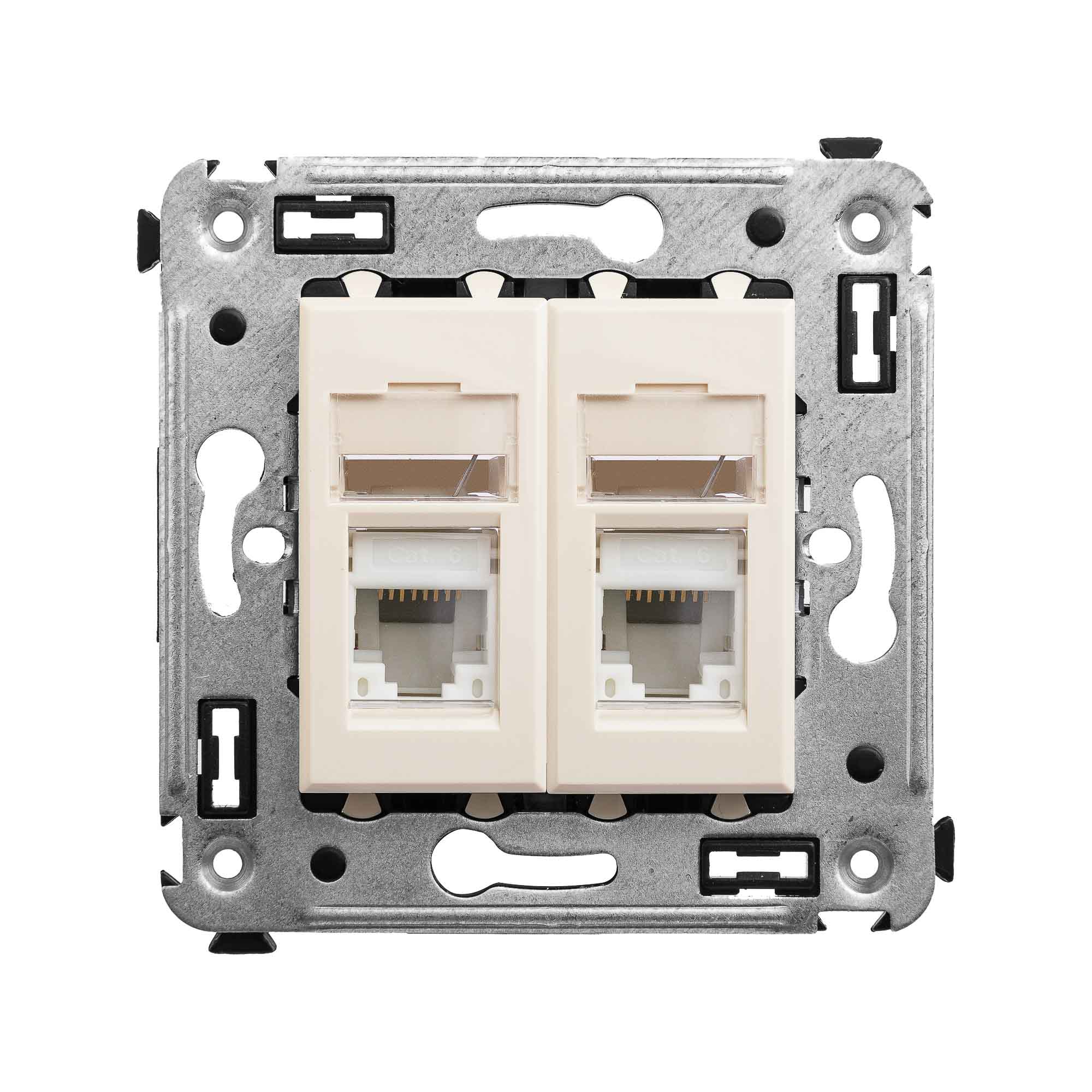 Компьютерная розетка RJ-45 в стену, кат.6 двойная,"Avanti", "Ванильная дымка"