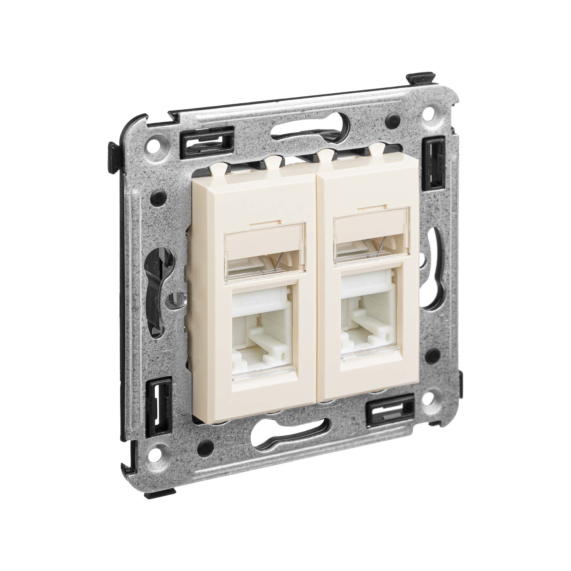 Компьютерная розетка RJ-45 в стену, кат.6 двойная,"Avanti", "Ванильная дымка"