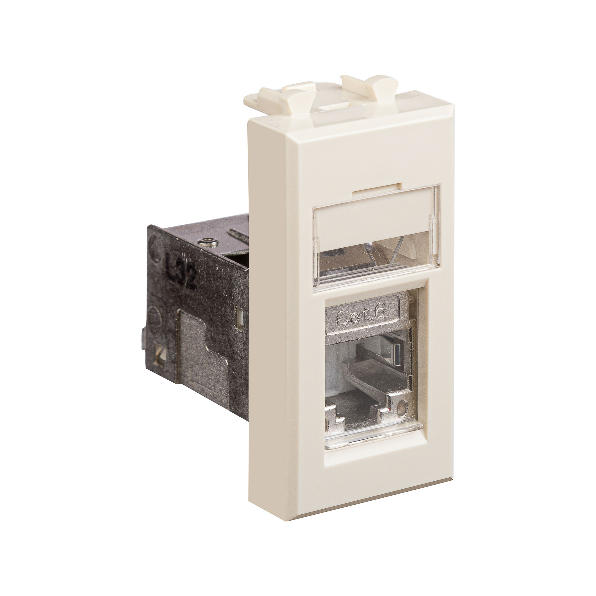 Компьютерная розетка RJ-45 модульная, кат.6 экранированная, "Avanti","Ванильная дымка", 1 модуль