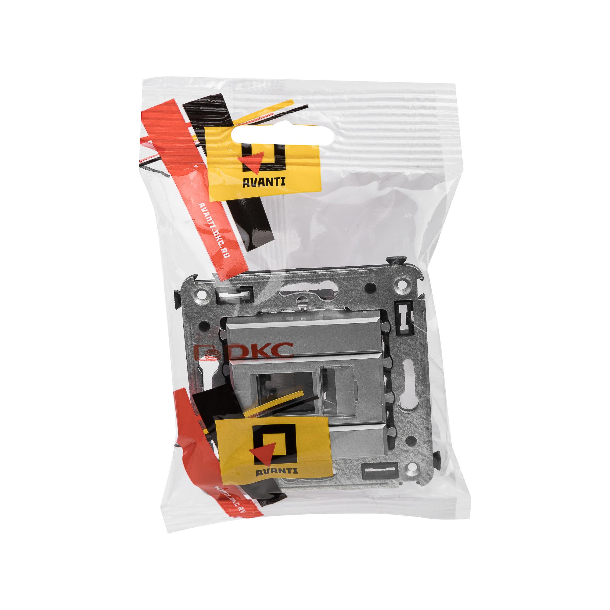 Компьютерная розетка RJ-45 в стену, кат.5e одинарная,"Avanti","Закаленная сталь"