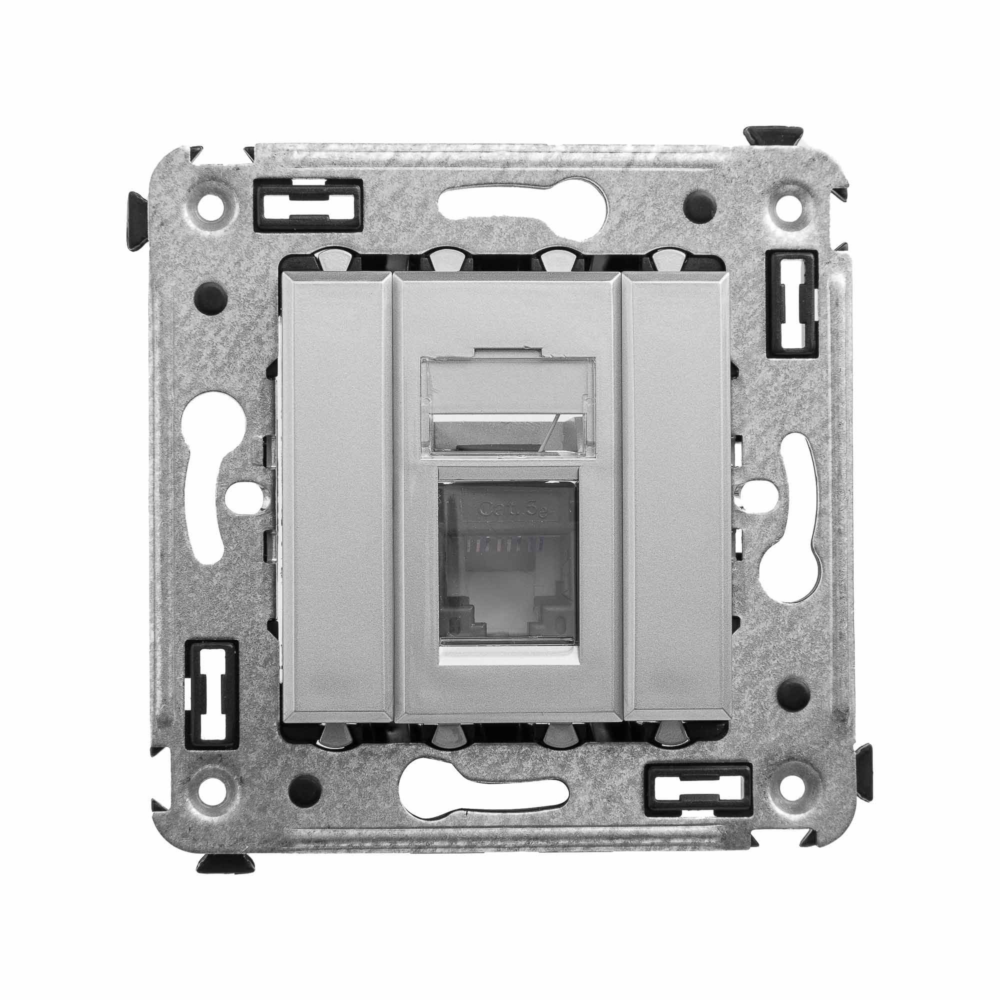 Компьютерная розетка RJ-45 в стену, кат.5e одинарная,"Avanti","Закаленная сталь"