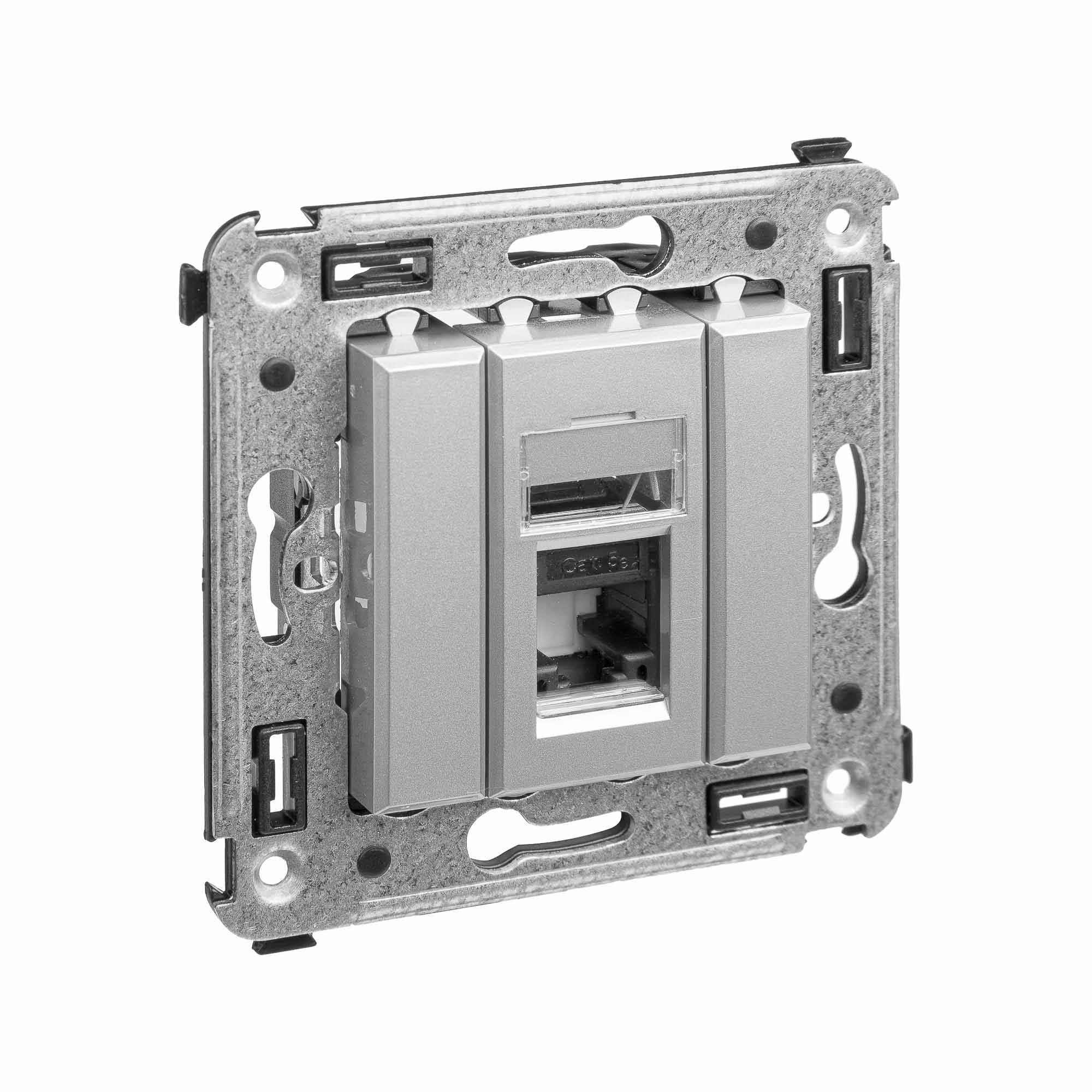 Компьютерная розетка RJ-45 в стену, кат.5e одинарная,"Avanti","Закаленная сталь"