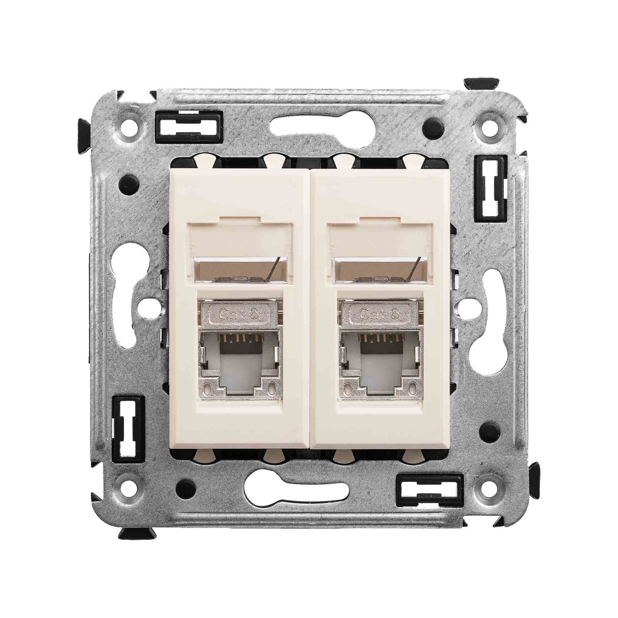 Компьютерная розетка RJ-45 в стену, кат.6 двойнаяэкранированная,"Avanti", "Ванильная дымка"