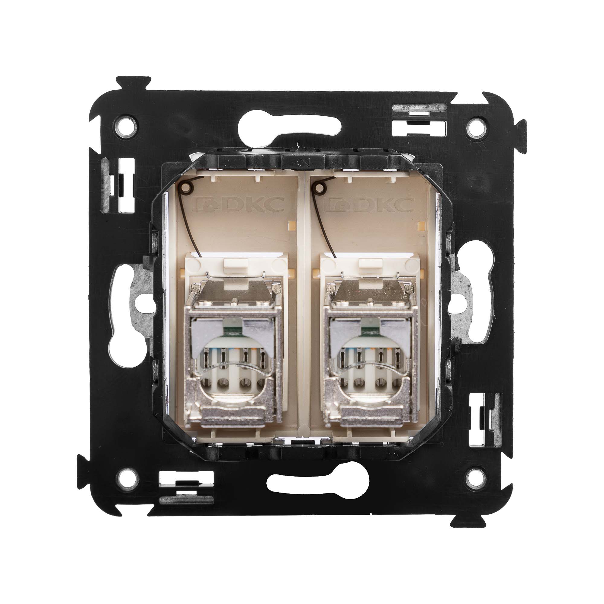 Компьютерная розетка RJ-45 в стену, кат.6 двойнаяэкранированная,"Avanti", "Ванильная дымка"