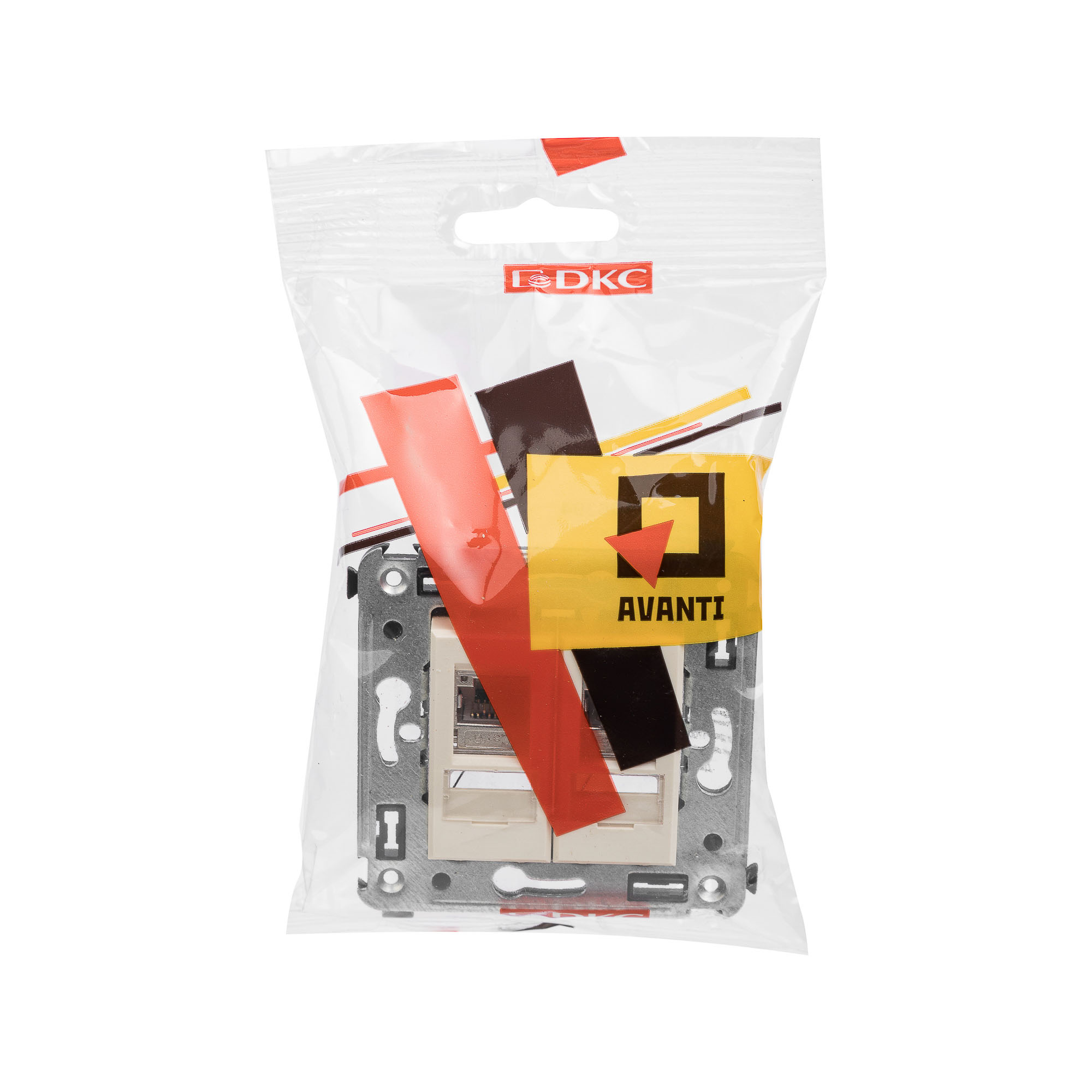 Компьютерная розетка RJ-45 в стену, кат.6 двойнаяэкранированная,"Avanti", "Ванильная дымка"