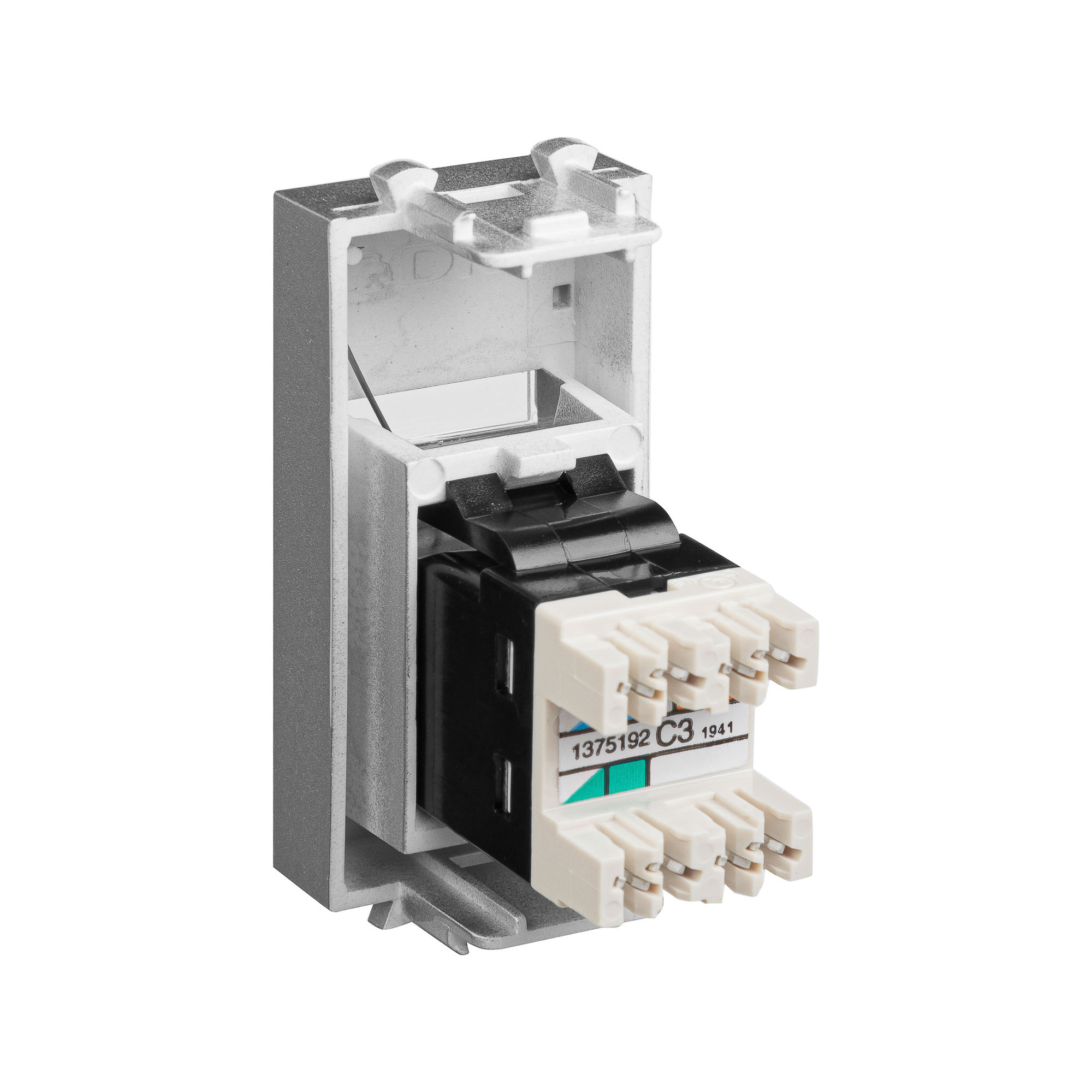 Телефонная розетка RJ-12 модульная, "Avanti", " Закаленная сталь", 1модуль