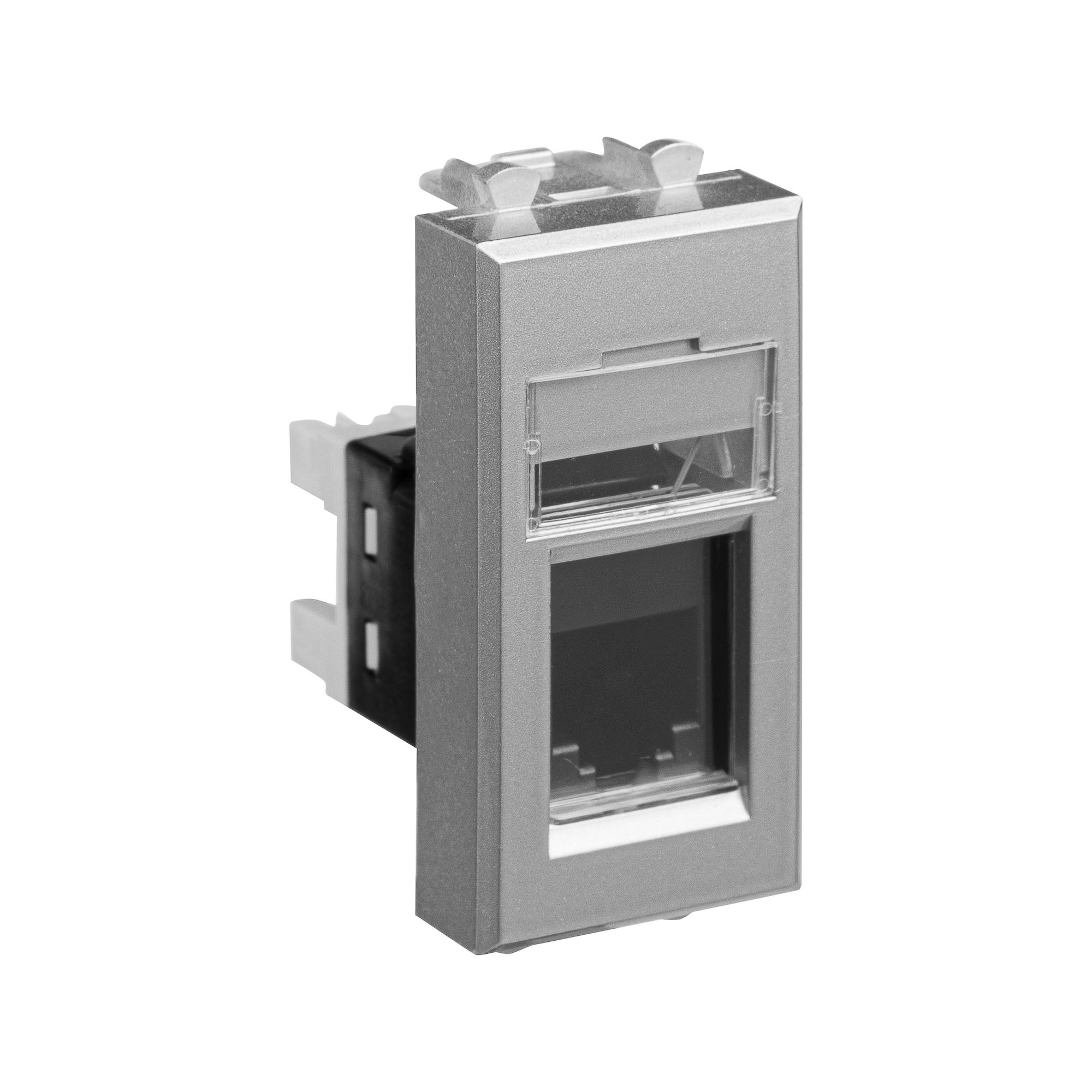 Телефонная розетка RJ-12 модульная, "Avanti", " Закаленная сталь", 1модуль