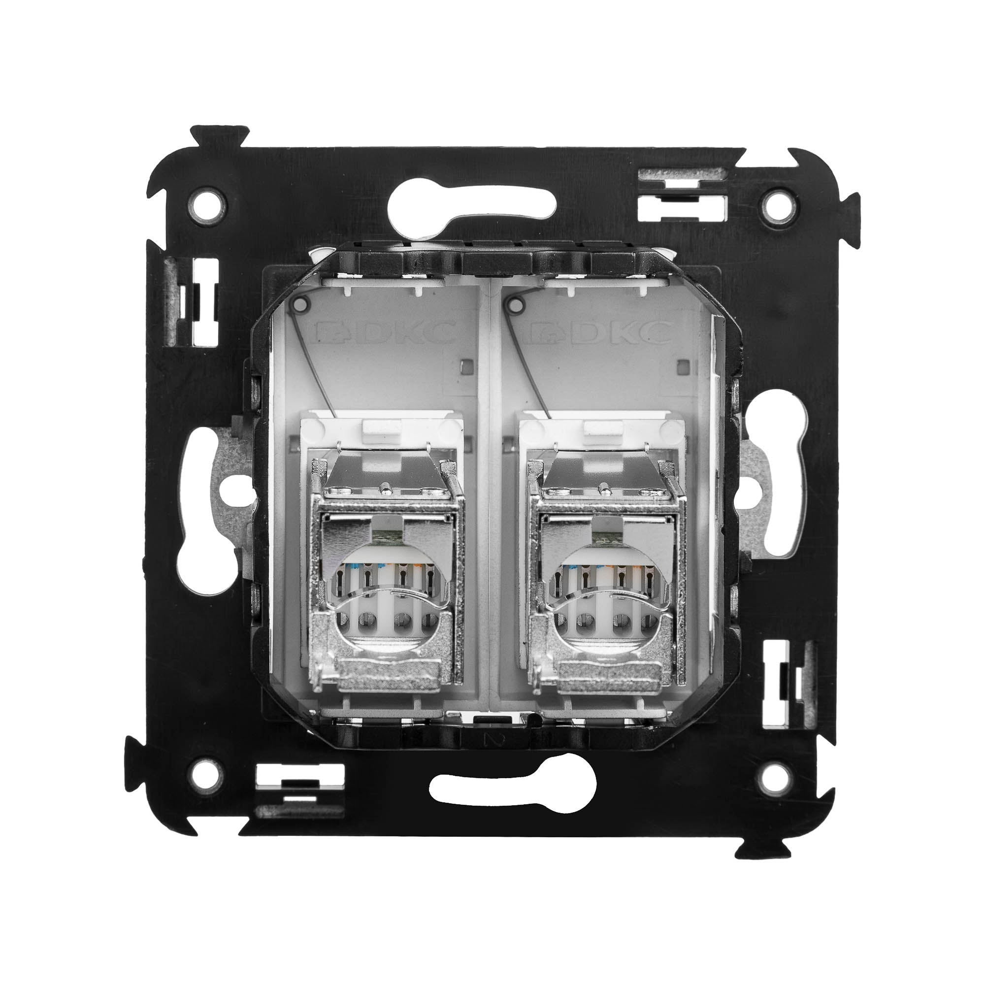 Компьютерная розетка RJ-45 в стену, кат.5e двойная экранированная,"Avanti", "Закаленная сталь"