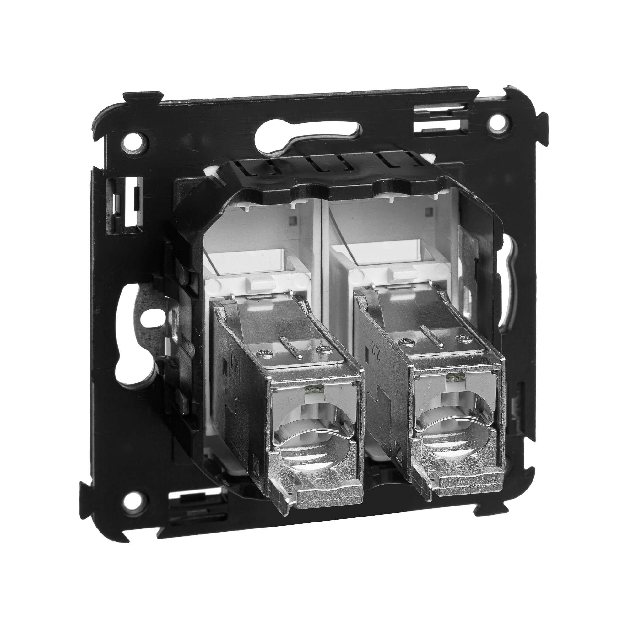 Компьютерная розетка RJ-45 в стену, кат.5e двойная экранированная,"Avanti", "Закаленная сталь"