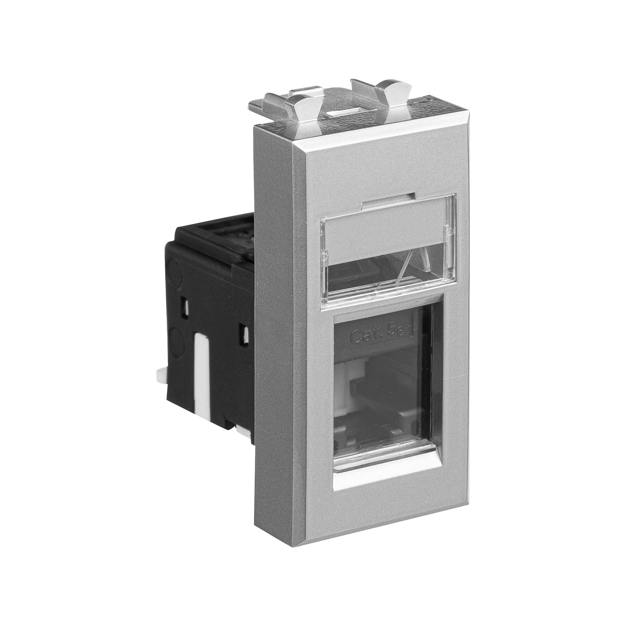 Компьютерная розетка RJ-45 модульная, кат.5е, "Avanti", "Закаленная сталь", 1 модуль