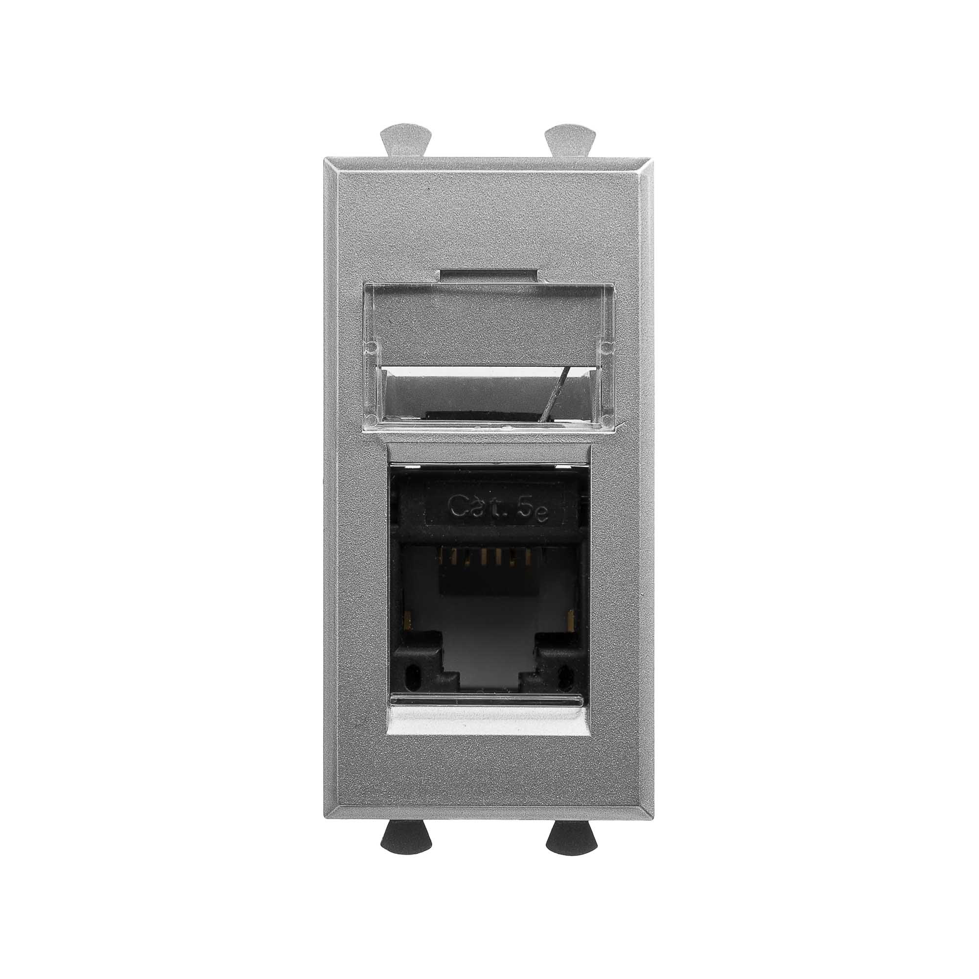 Компьютерная розетка RJ-45 модульная, кат.5е, "Avanti", "Закаленная сталь", 1 модуль