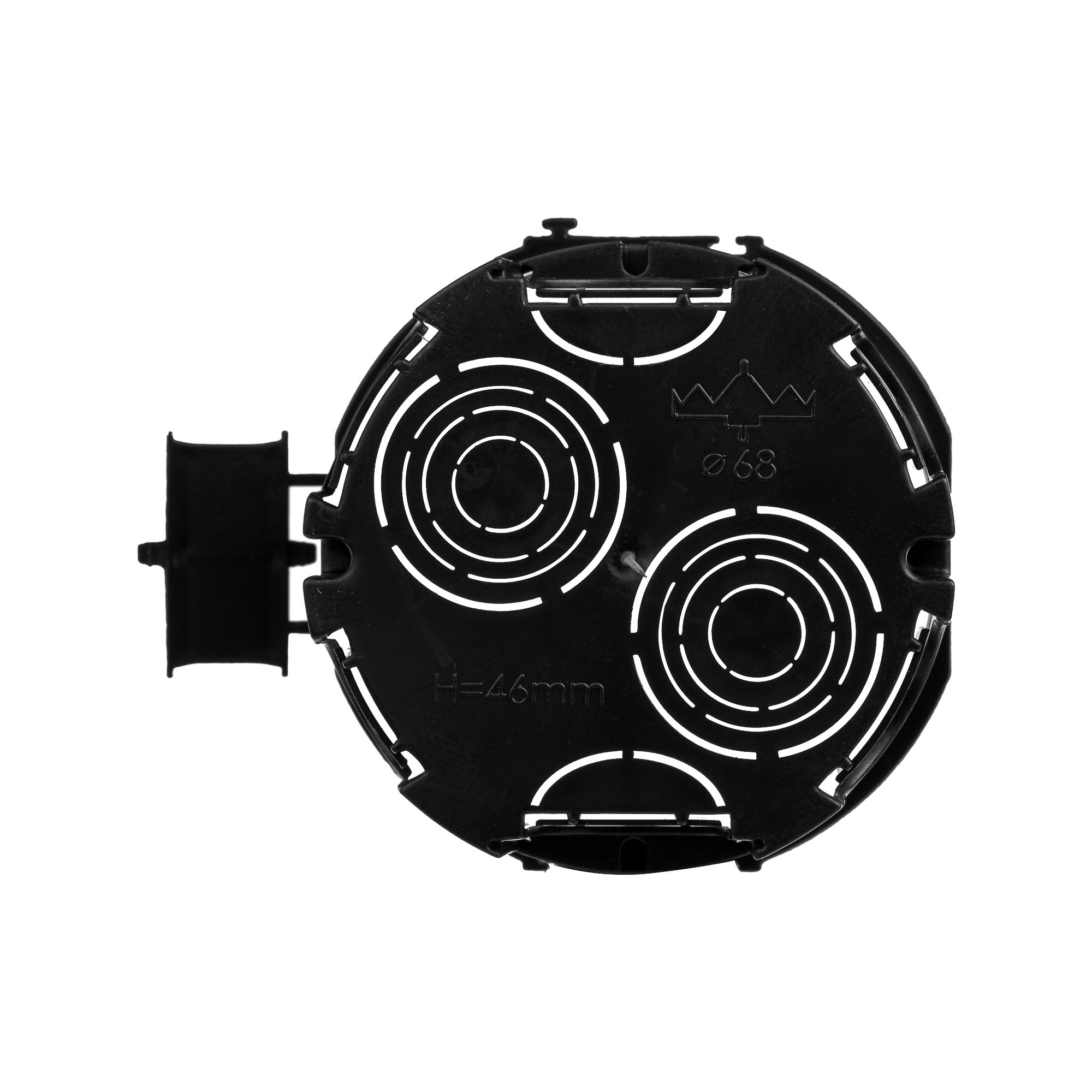 Подрозеточная коробка для сплошных стен, черная, под 2 модуля, без винтов