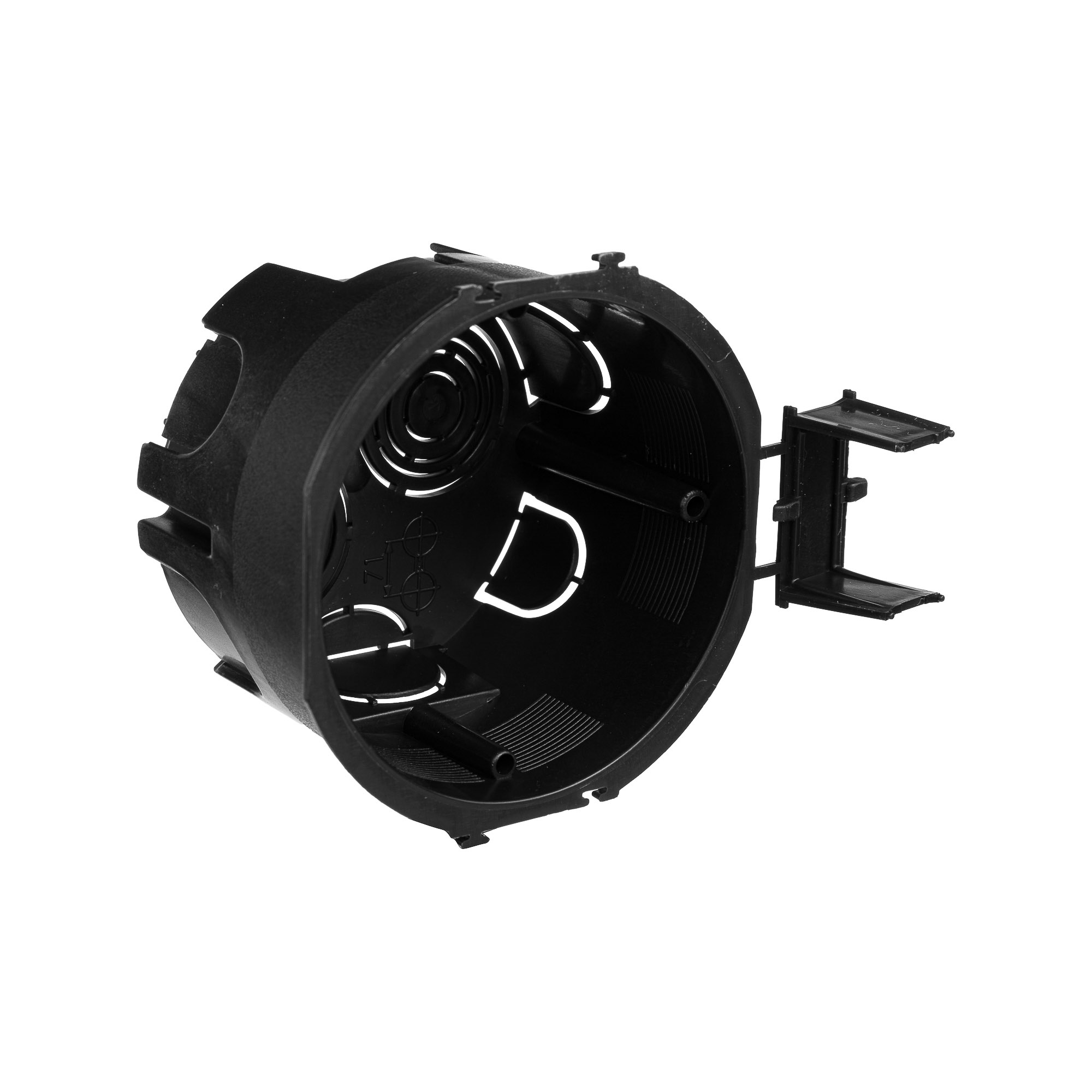 Подрозеточная коробка для сплошных стен, черная, под 2 модуля, без винтов