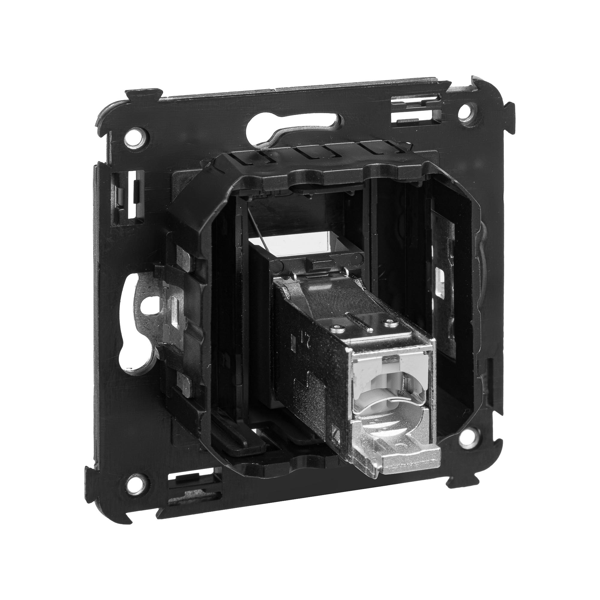 Компьютерная розетка RJ-45 в стену, кат.5e одинарнаяэкранированная,"Avanti", "Черный матовый"