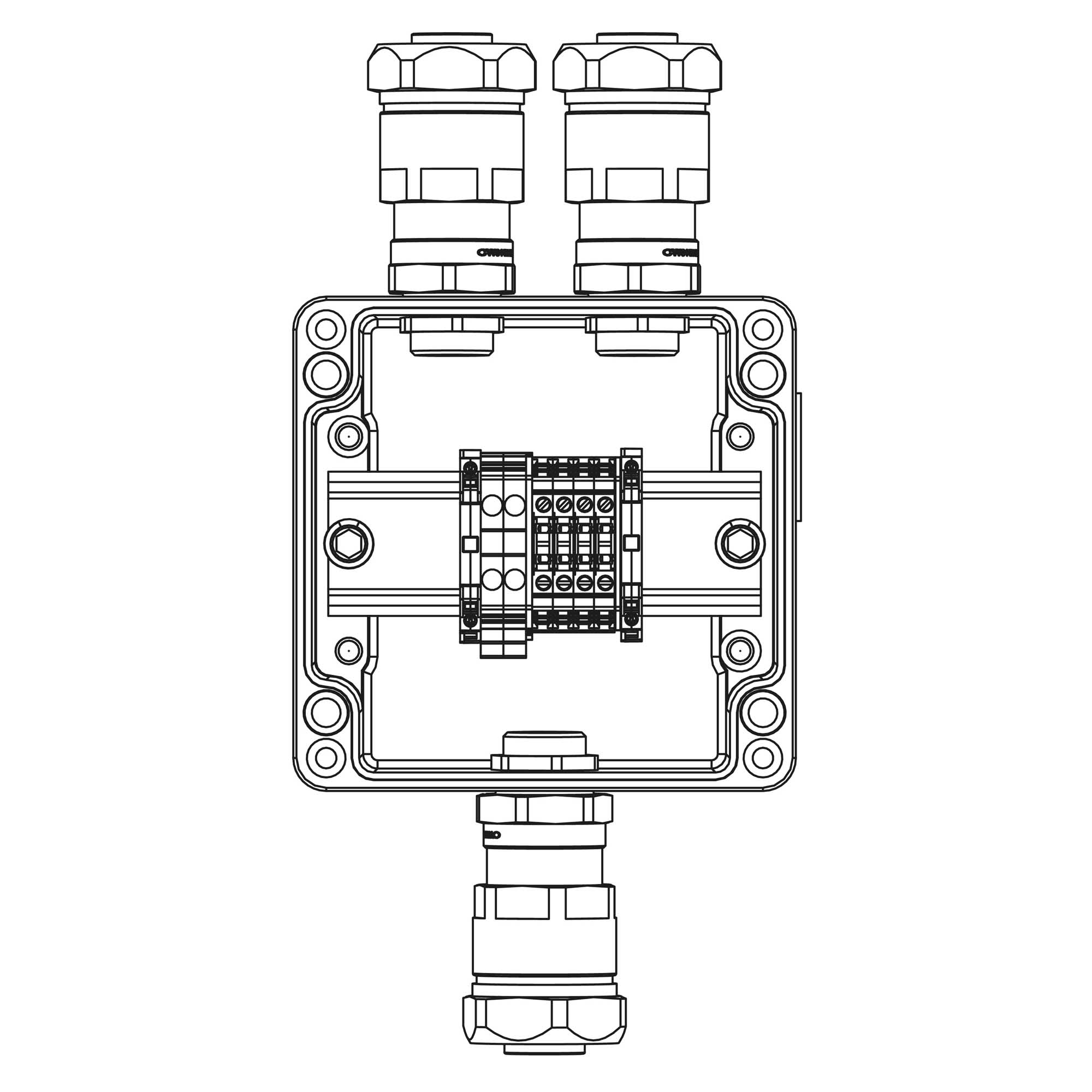 Взрывозащищенная клеммная коробка из алюминия TBE-A-12-(2xCBC.2-2xCBC.2(i)-2xTEO.2)-2xANP22BMB(A)-1xANP22BMB(C)1Ex e IIC Т5 Gb / Ex tb IIIC T95°C Db IP66