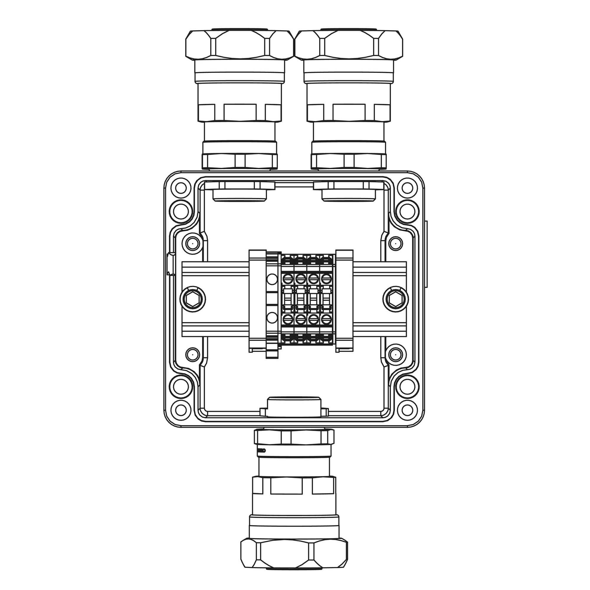 Взрывозащищенная клеммная коробка из алюминия TBE-A-12-(4xCBC.4-1xTEO.4)-2xANP32CMB(A)-1xANP32CMB(C)1Ex e IIC Т5 Gb / Ex tb IIIC T95°C Db IP66