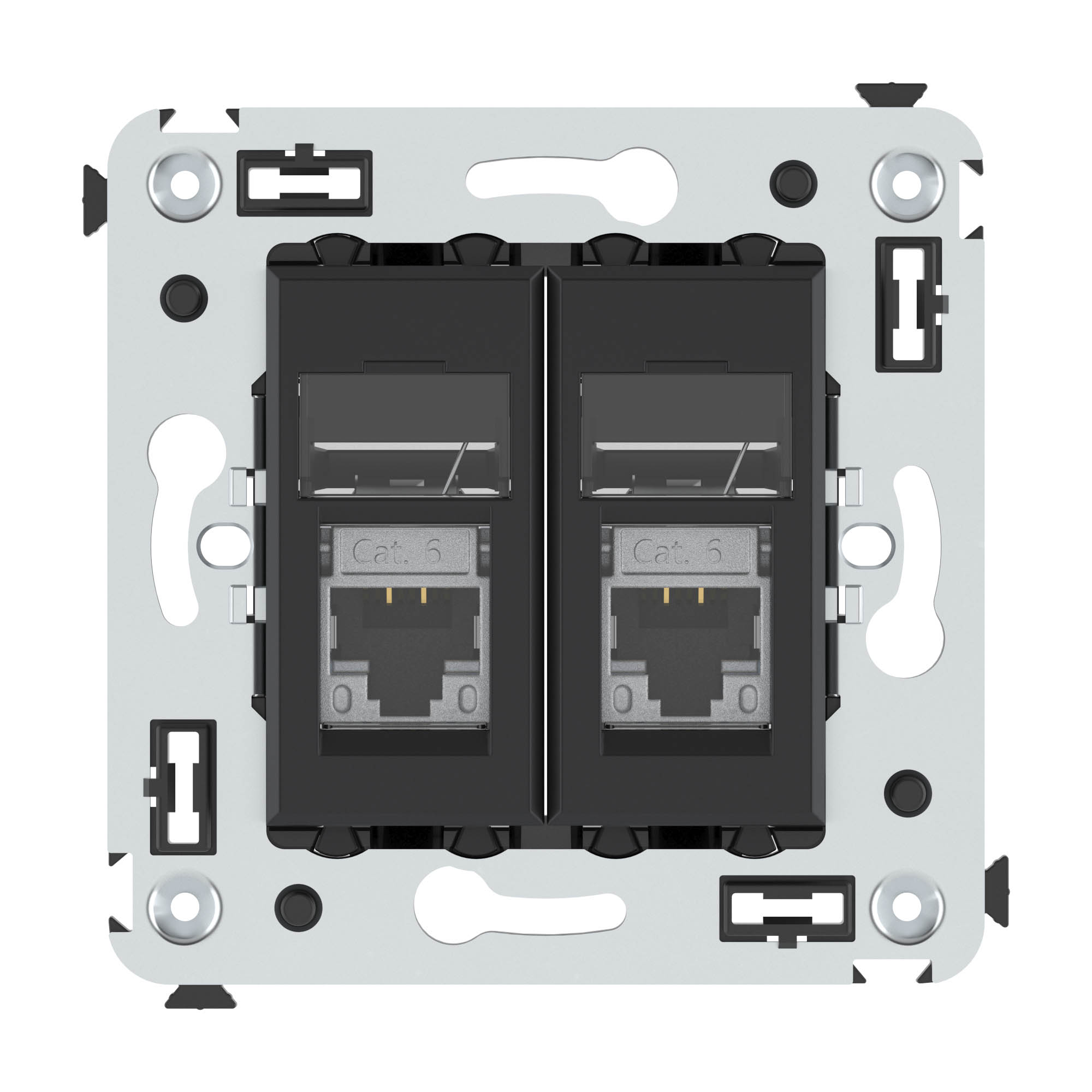 Компьютерная розетка RJ-45 в стену, кат.6 экранированная двойная,"Avanti", "Черный матовый"