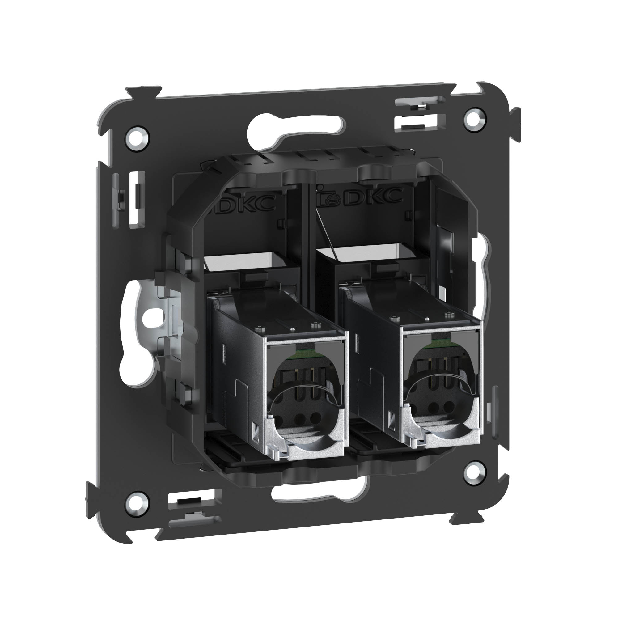 Компьютерная розетка RJ-45 в стену, кат.6 экранированная двойная,"Avanti", "Черный матовый"