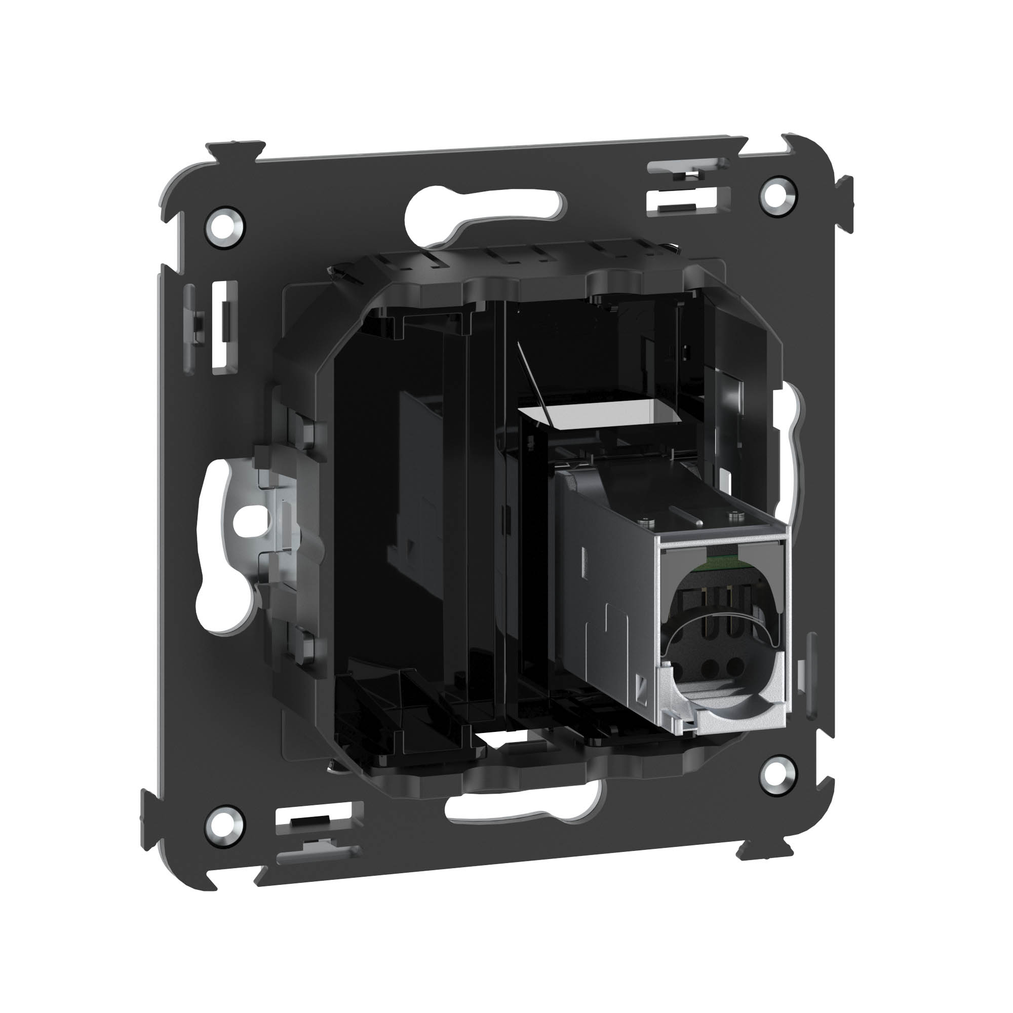 Компьютерная розетка RJ-45 в стену, кат.5e одинарная экранированная, "Avanti","Черный квадрат"