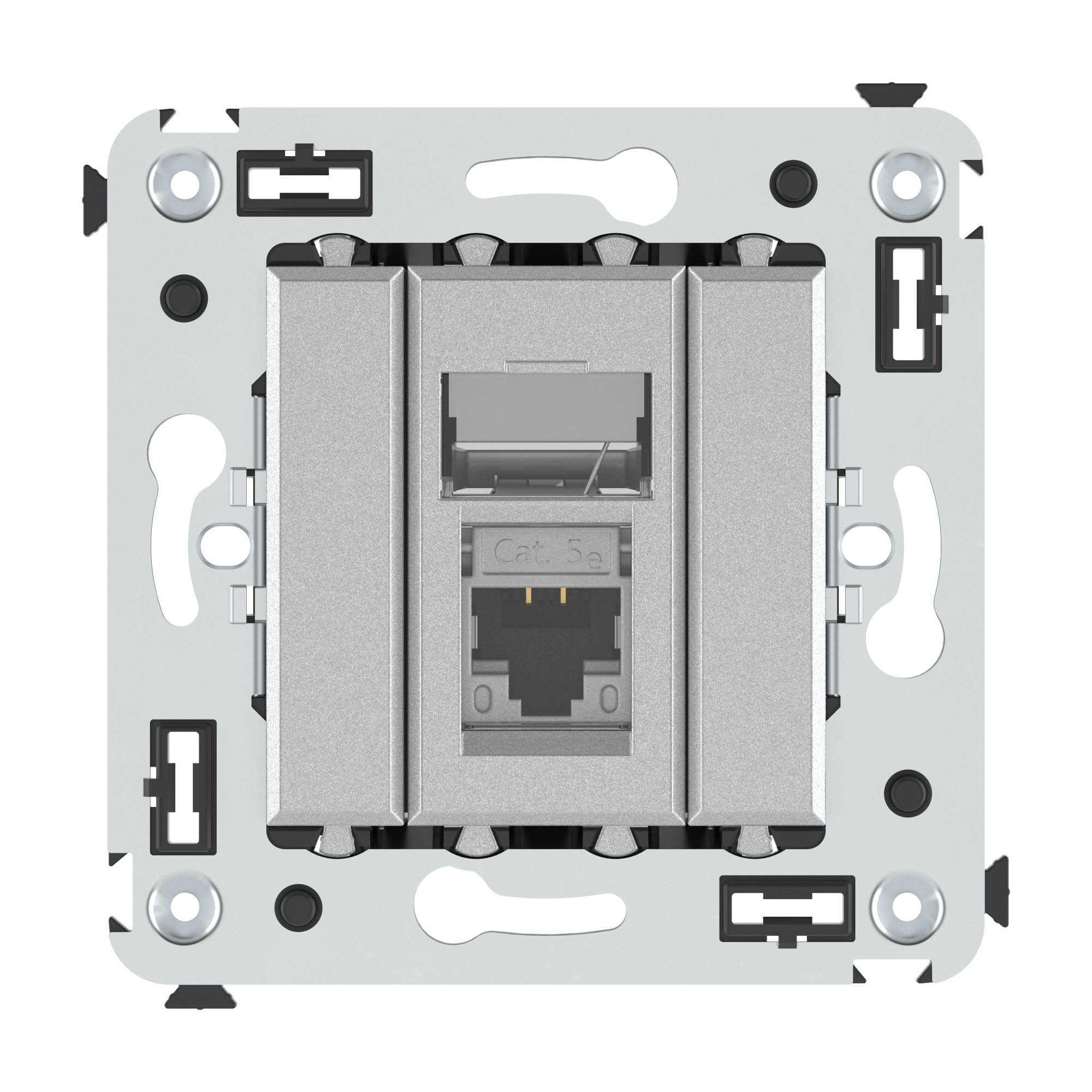 Компьютерная розетка RJ-45 в стену, кат.5e одинарная экранированная, "Avanti","Закаленная сталь"