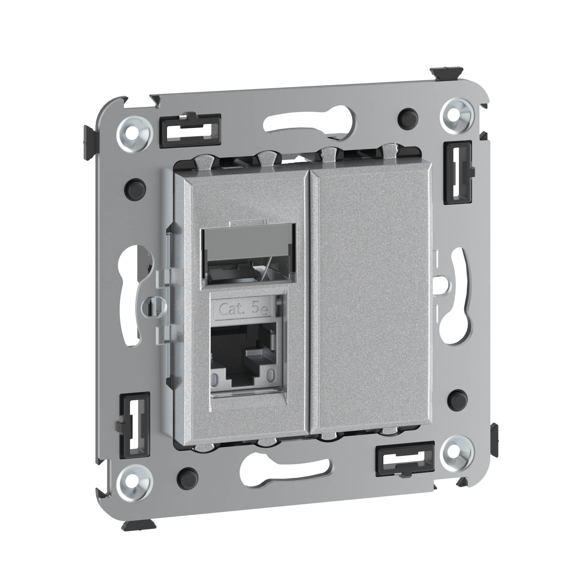 Компьютерная розетка RJ-45 в стену, кат.5e одинарная экранированная, "Avanti","Закаленная сталь"